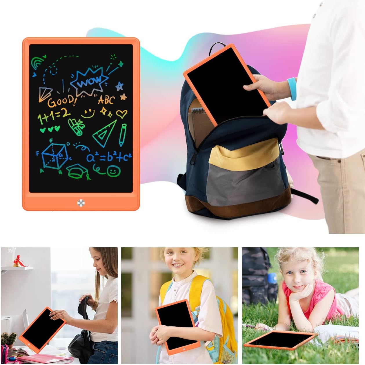BUKEBU LCD Writing Tablet Doodle Board,10.5 inch Colorful Drawing Pad,Electronic Drawing Tablet, Drawing Pads,Travel Gifts for Kids Ages 3 4 5 6 7 8 Year Old Girls Boys (Blue)