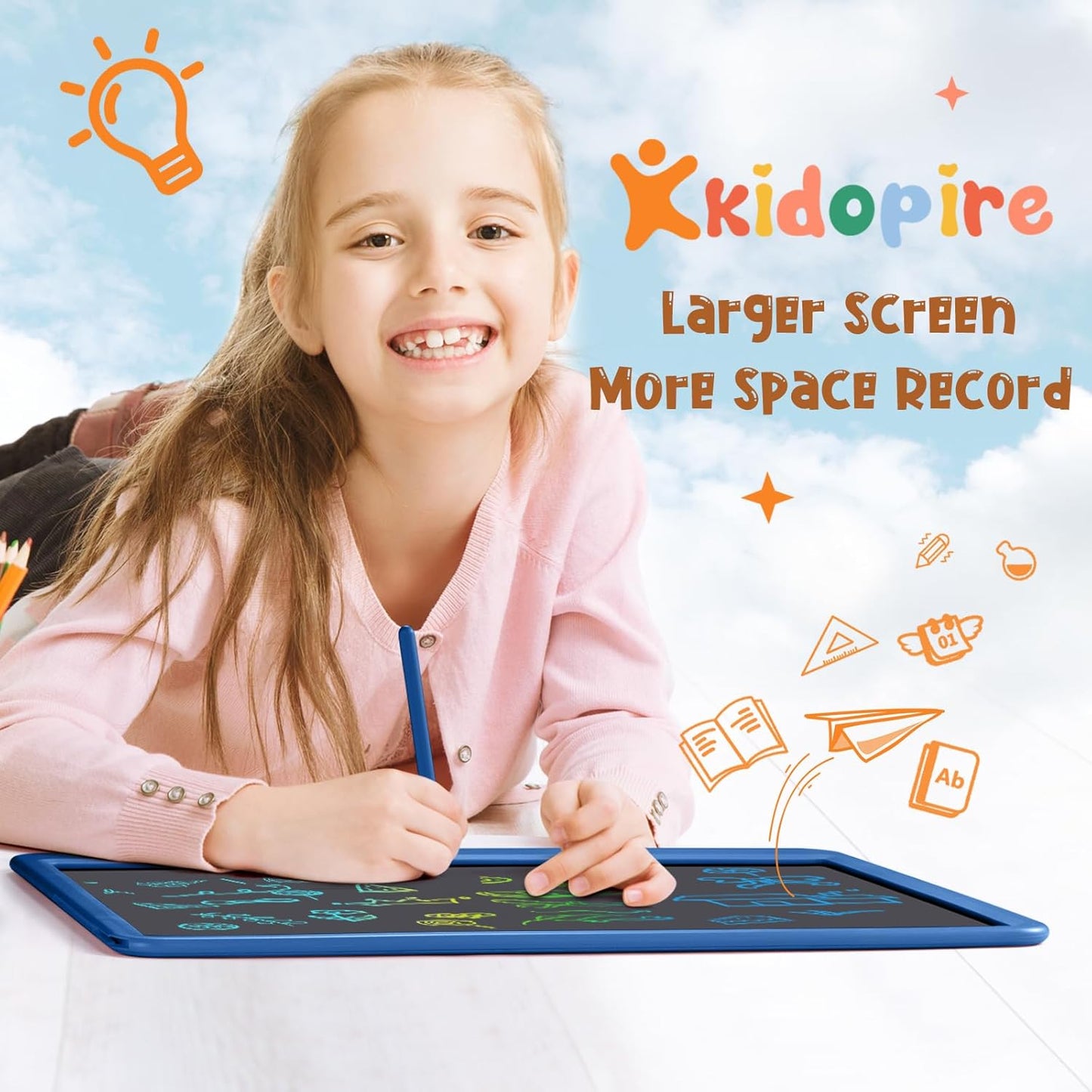 LCD Writing Tablet for Kids, Kidopire 15 Inch Large Screen Doodle Board, Colorful Drawing Writing Board Tablet Kids Age 3-12 Birthday Erasable Drawing Pad Message Practice Note Learning Toys, Purple