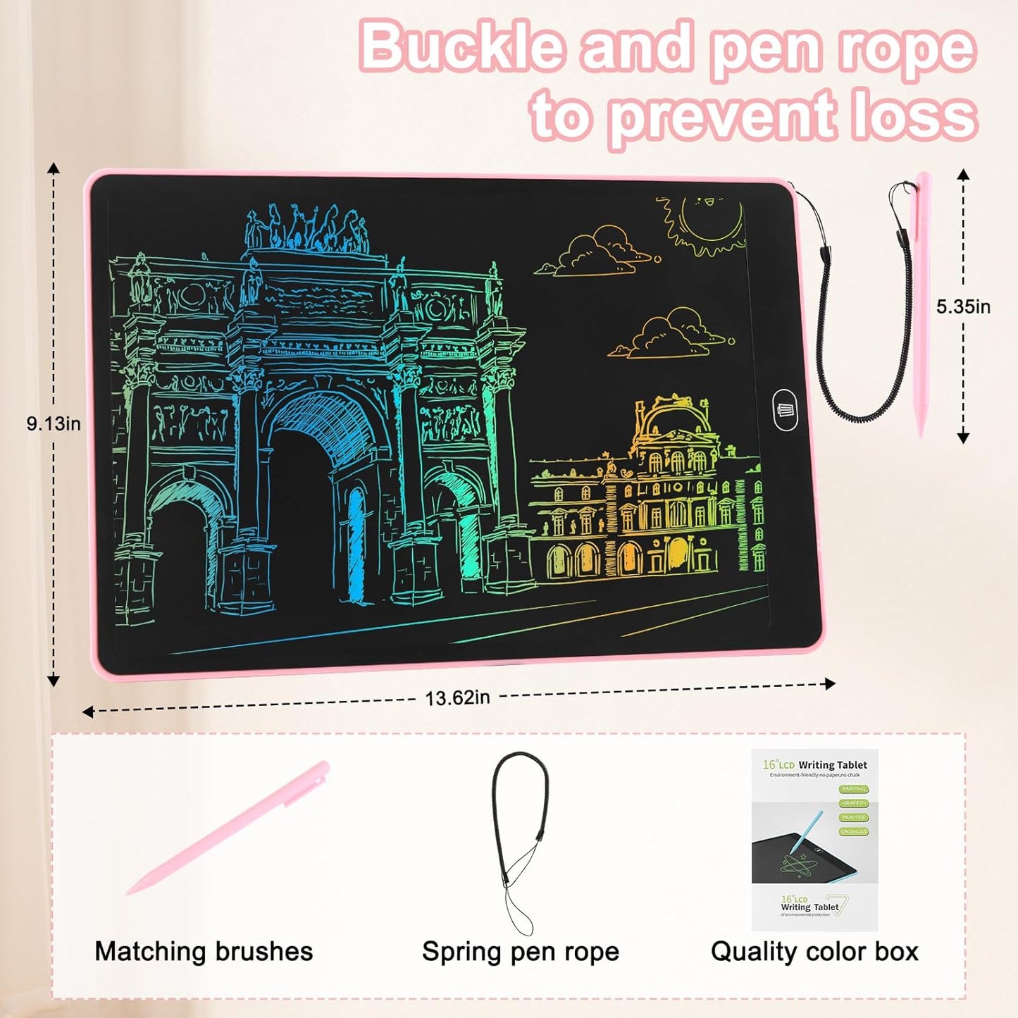16" LCD Writing Tablet for Kids Adults, Colorful Drawing Pad Doodle Board