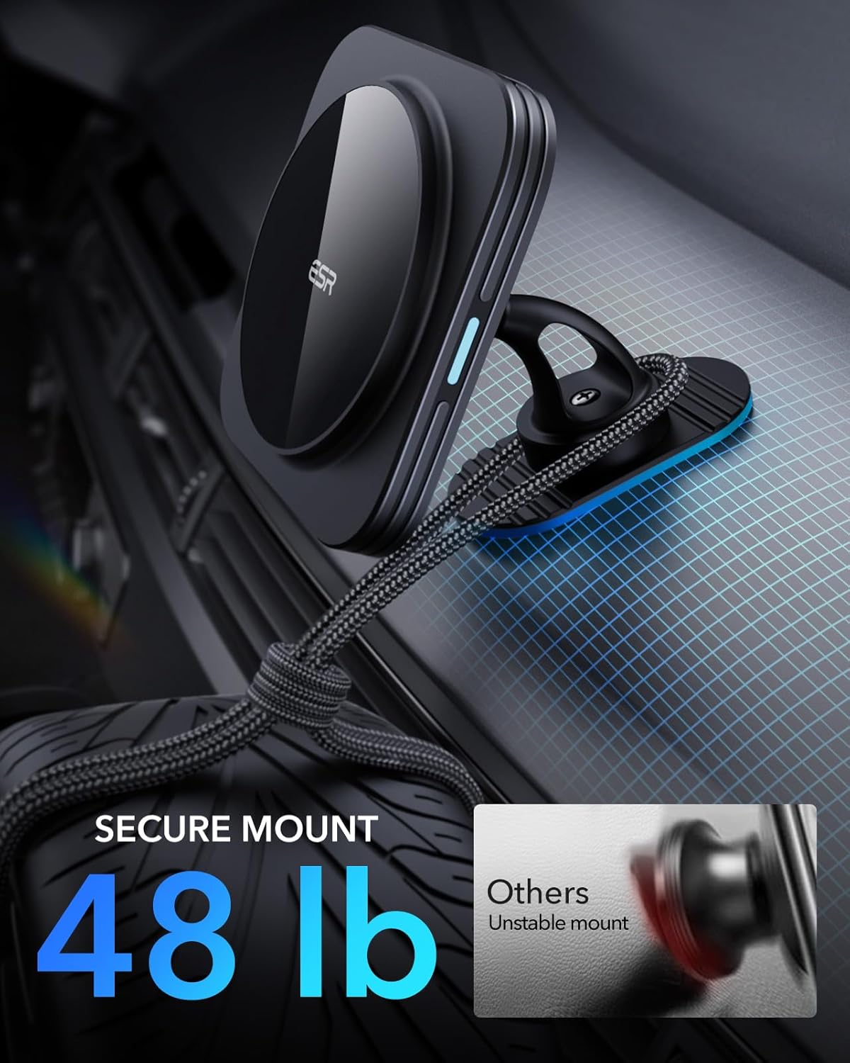 ESR for Qi2-Certified 15W MagSafe Car Mount Charger with CryoBoost, Phone Cooling MagSafe Car Charger, Air Vent/Dashboard Wireless Car Charger for iPhone 16/15/14/13/12, Fast Charger, Black