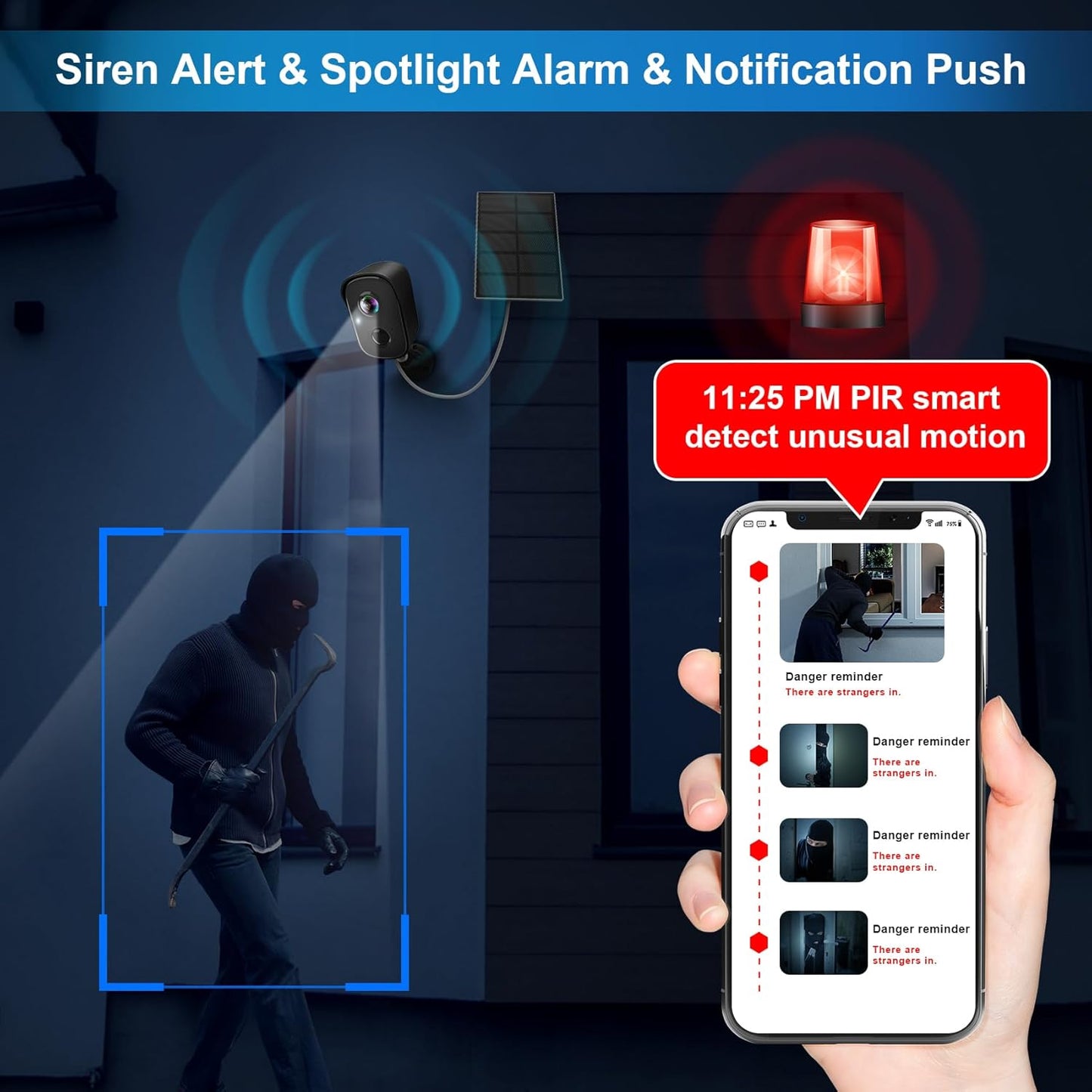 Security Cameras Wireless Outdoor, 2K Battery Powered AI Motion Detection Spotlight Siren Alarm WiFi Surveillance Indoor Home Camera, Color Night Vision, 2-Way Talk, Waterproof, Cloud/SD Storage