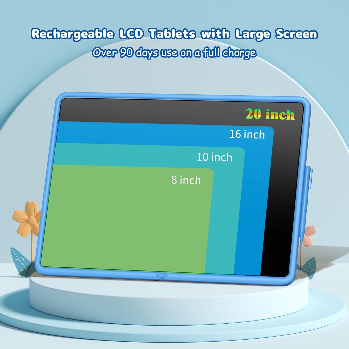 LCD Writing Tablet for Kids, 20 Inch Kids Drawing Tablet, Large Doodle Board, Rechargeable Drawing Pad for Kids, Learning Toys for 3 4 5 6 7 8 9 10 Year Old Boys Girls Birthday Christmas Gifts