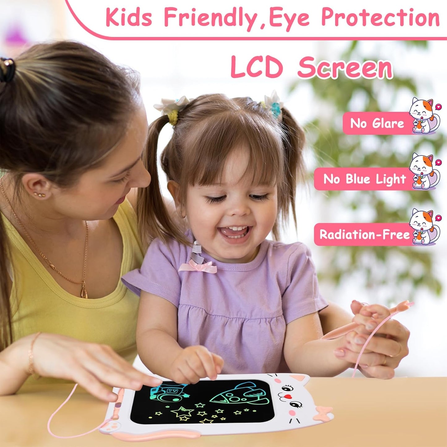 Toys for 1 2 3 Year Old Girl Gifts,10IN LCD Writing Tablet for Kids,Toddler Toys Age 1-2 Drawing Tablet,Doodle Board for Baby Girls Toys Age 4-5,Educational Learning Toys for Christmas Birthday Gifts