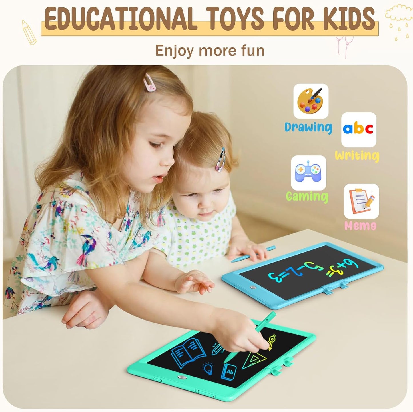 Kidopire LCD Writing Tablet, 2Pack Reusable Drawing Pad for Kids, Colorful Doodle Board Kids Drawing Tablet, Educational Toddler Girl Toys, Birthday Gift Ideas for 3 4 5 6 7 8 Year Old Kids