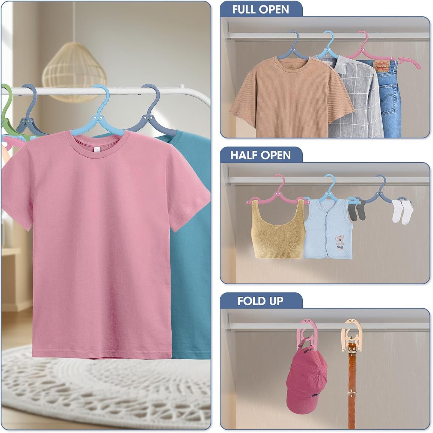 30 Pcs Travel Hangers Portable Foldable Travel Hanger Organizer, Plastic Travel Accessories Essentials Clothes Drying Rack Folding Hangers for Traveling Camping Flying RV Cruises Suitcase, Black