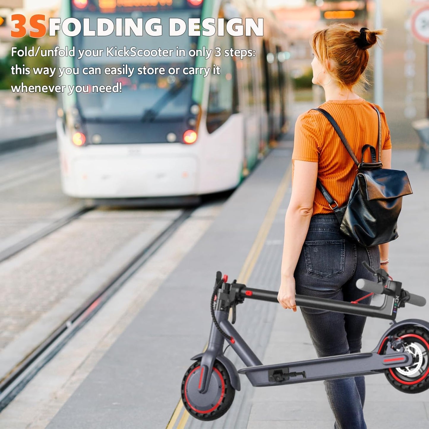 Electric Scooter Adults, Up to 22 Mph, 350W Motor Peak 500W, Foldable E-Scooter for Adults, Escooter Adults with App Control, Dual Syspension with Turn Signal Light, Dual Braking