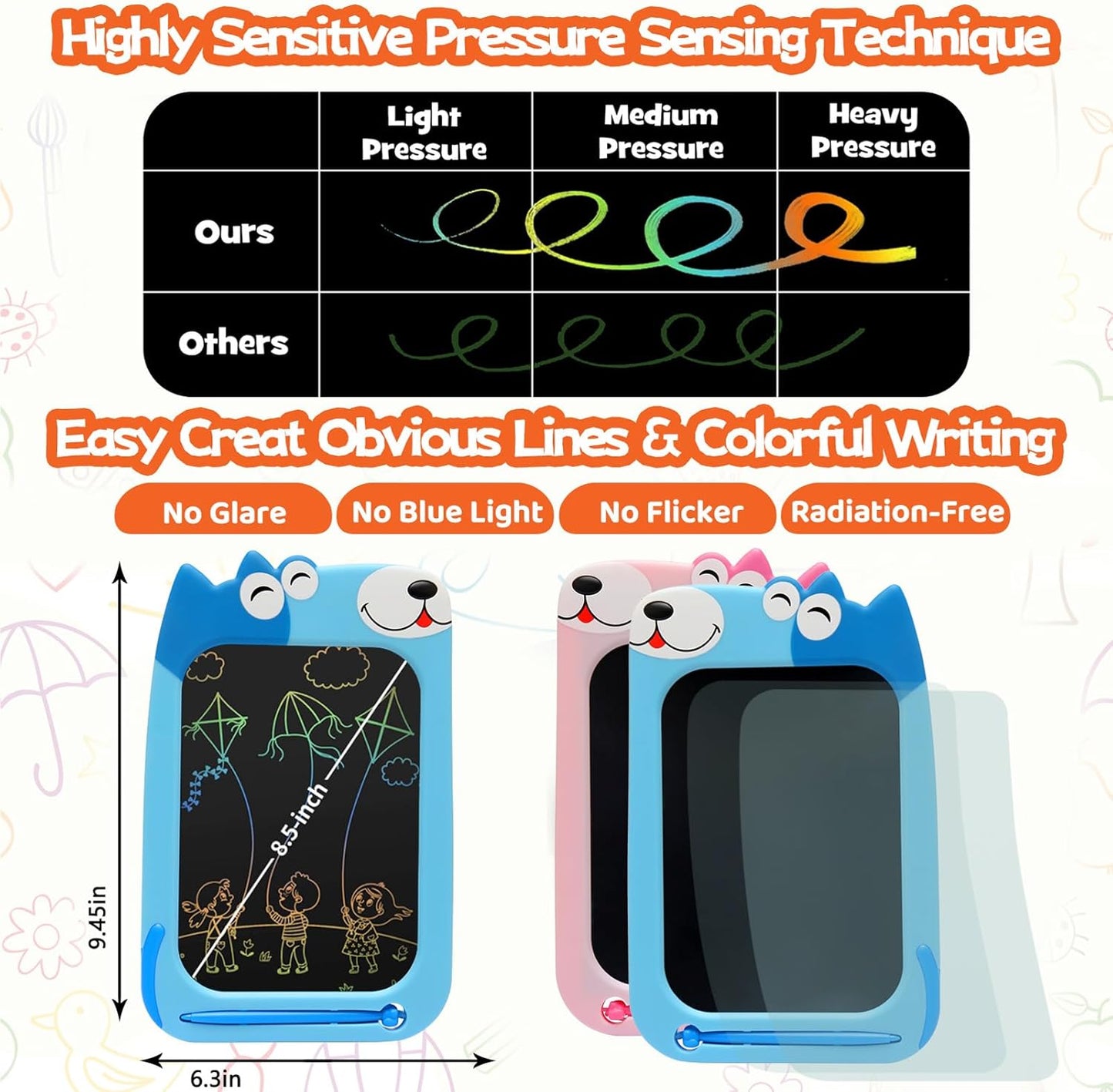 Toys for 1 2 3 Year Old Girl Gifts,10IN LCD Writing Tablet for Kids,Toddler Toys Age 1-2 Drawing Tablet,Doodle Board for Baby Girls Toys Age 4-5,Educational Learning Toys for Christmas Birthday Gifts