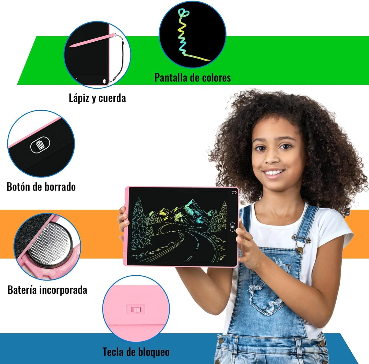 2 Pack 12 Inch LCD Writing Tablet, Electight Colorful Doodle Board, Eye Protection Drawing Board with Lock & Erase FUNC, Birthday Gifts and Toys for 3 4 5 6 7 8 Year Old Boys and Girls - Pink & Blue