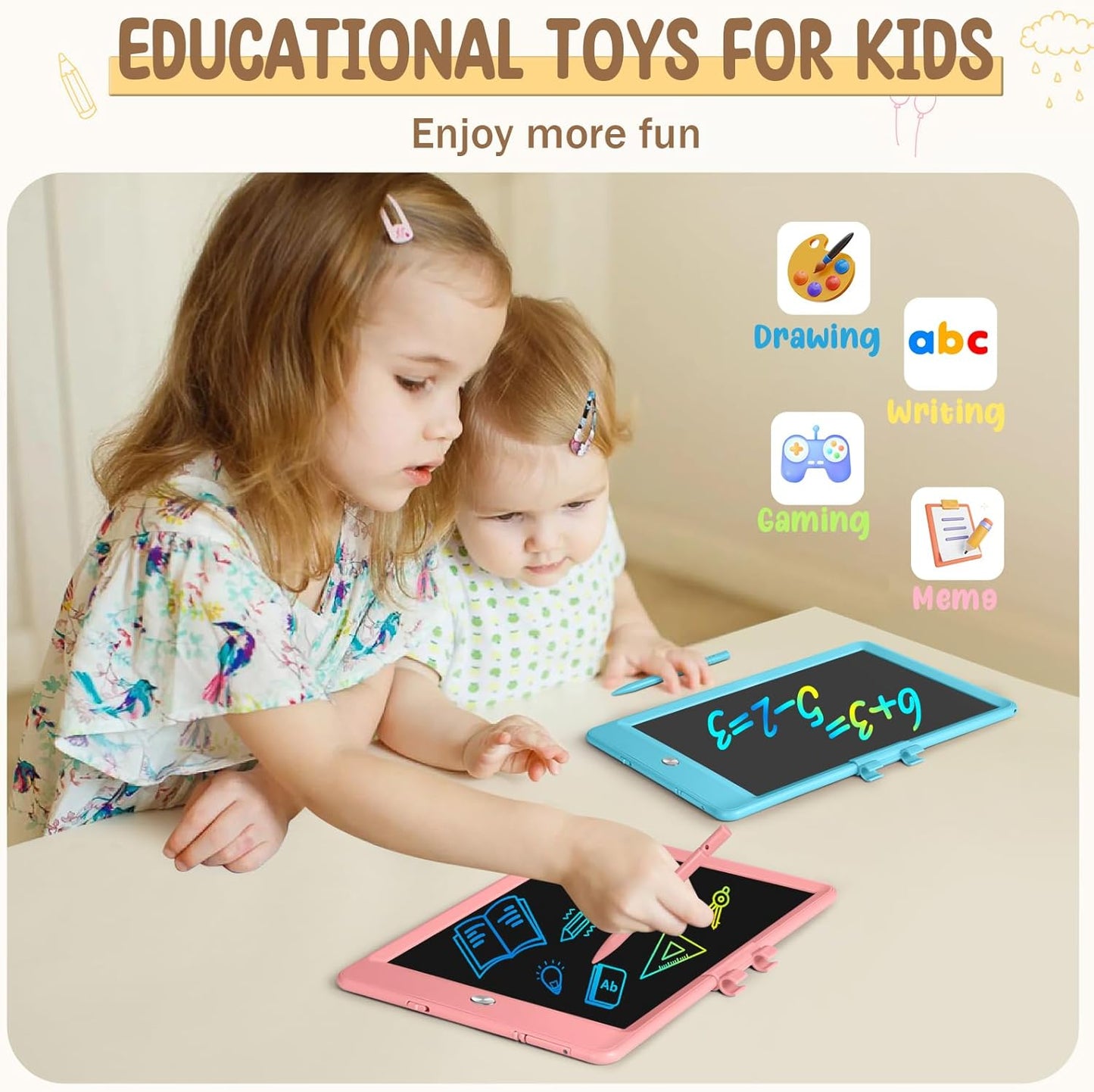 Kidopire LCD Writing Tablet, 2Pack Reusable Drawing Pad for Kids, Colorful Doodle Board Kids Drawing Tablet, Educational Toddler Girl Toys, Birthday Gift Ideas for 3 4 5 6 7 8 Year Old Kids