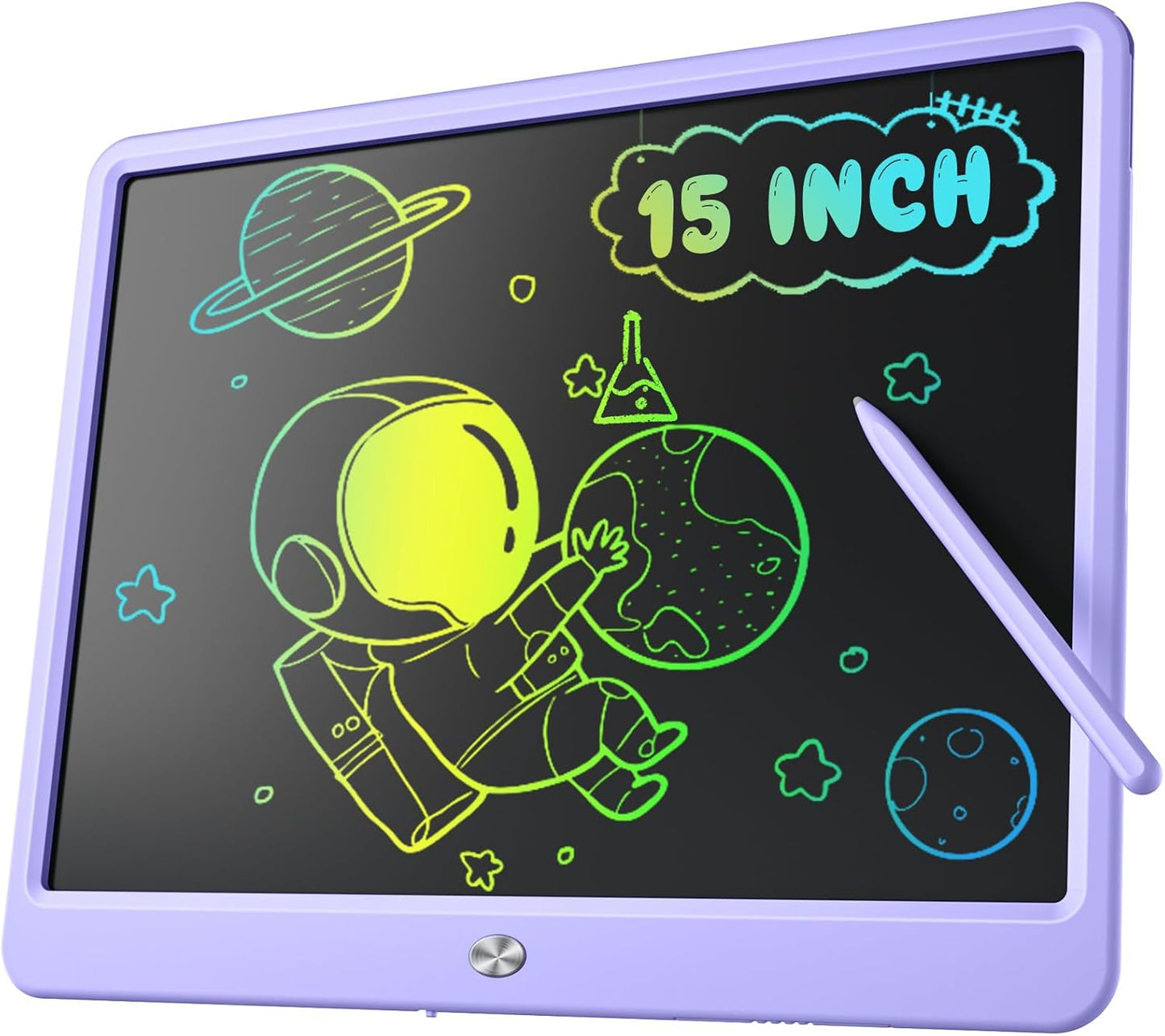 LCD Writing Tablet for Kids, Kidopire 15 Inch Large Screen Doodle Board, Colorful Drawing Writing Board Tablet Kids Age 3-12 Birthday Erasable Drawing Pad Message Practice Note Learning Toys, Purple