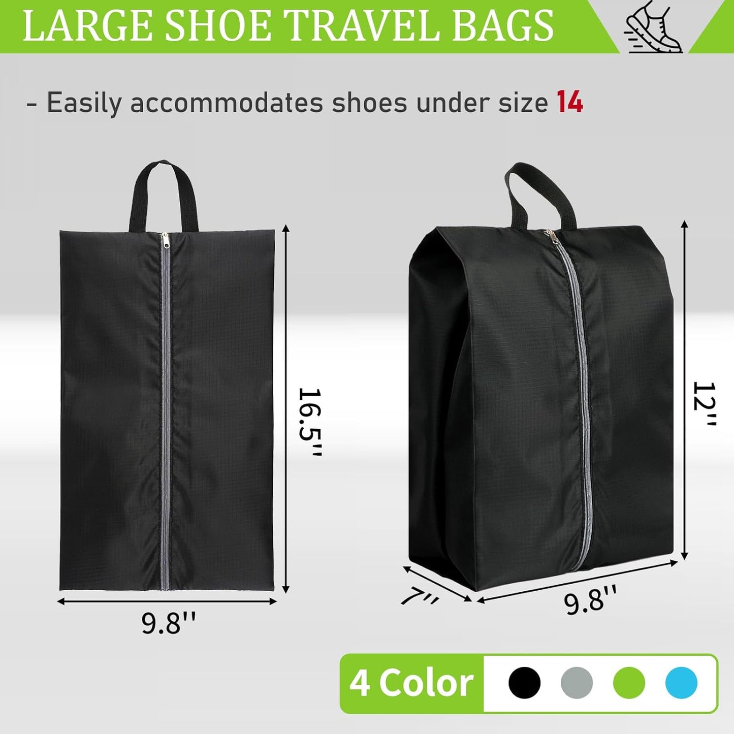 Shoe Bags for Travel, Set of 4 Pack Travel Shoe Bags for Packing, Large Waterproof Portable Travel Shoe Bag with Zipper Travel Essentials Women for and Men