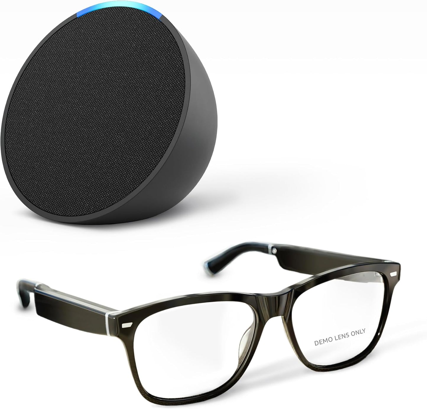 Amazon Echo Frames (3rd Gen) Echo Pop | Smart glasses with Alexa | Round frames in Blue Tortoise with prescription ready lenses