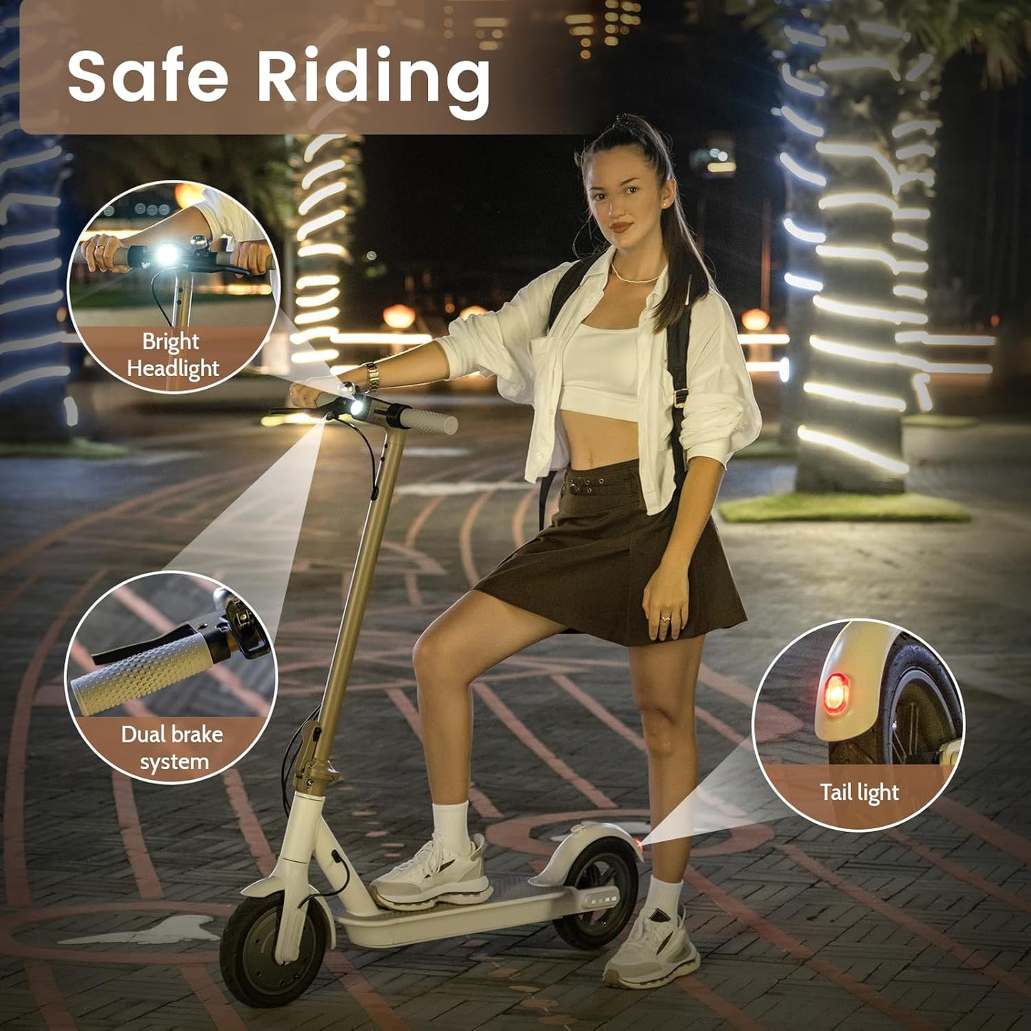 Commugo Electric Scooter for Adults 300 lbs, 8.5 Inch/10 Inch Tires, 500W Peak Motor 19 Mph Speed, 17/21 Miles Max Range Foldable Commute E-Scooter with Dual Braking System, App Control