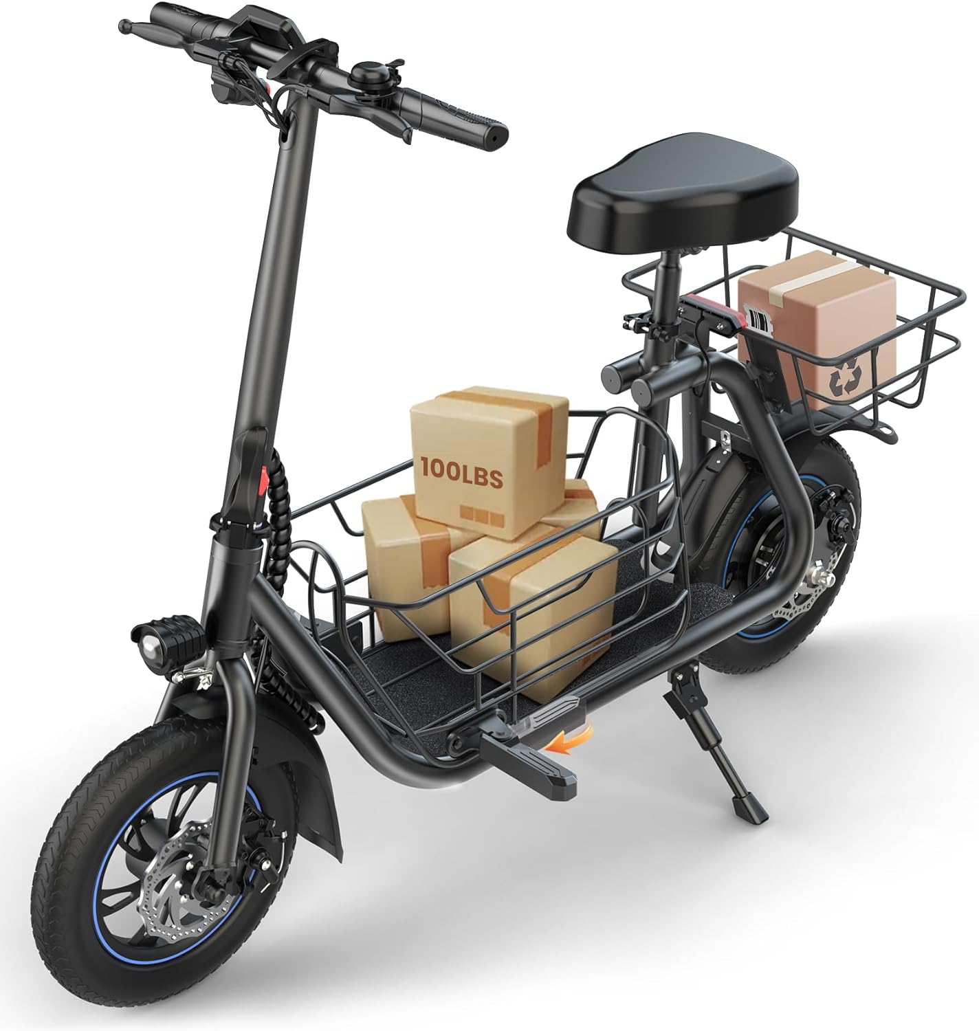 Gyroshoes Electric Scooter with Seat for Adults, 550W Powerful Motor, 20-Mile Range, Speed up to 18.6MPH, Ample Storage for Pets & Cargo, Electrically-Powered Motor Scooters