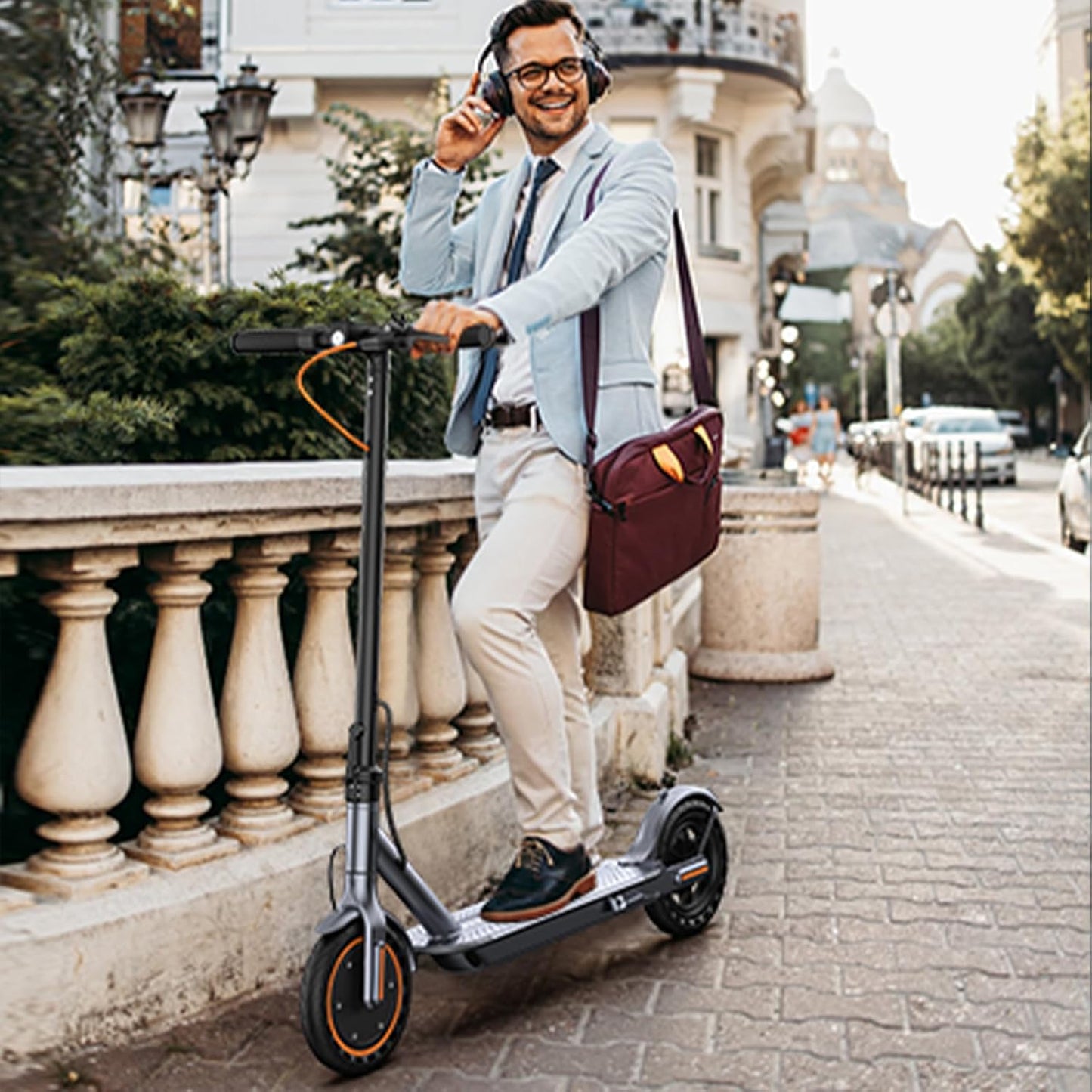 Electric Scooter Adults - Max 19Miles Range & 19MPH Speed E-Scooter, Powerful 350W Scooter, Folding Scooters with 8.5" Solid Tires, Kick Scooter, 2 Wheels and Height Handlebars (Orange)