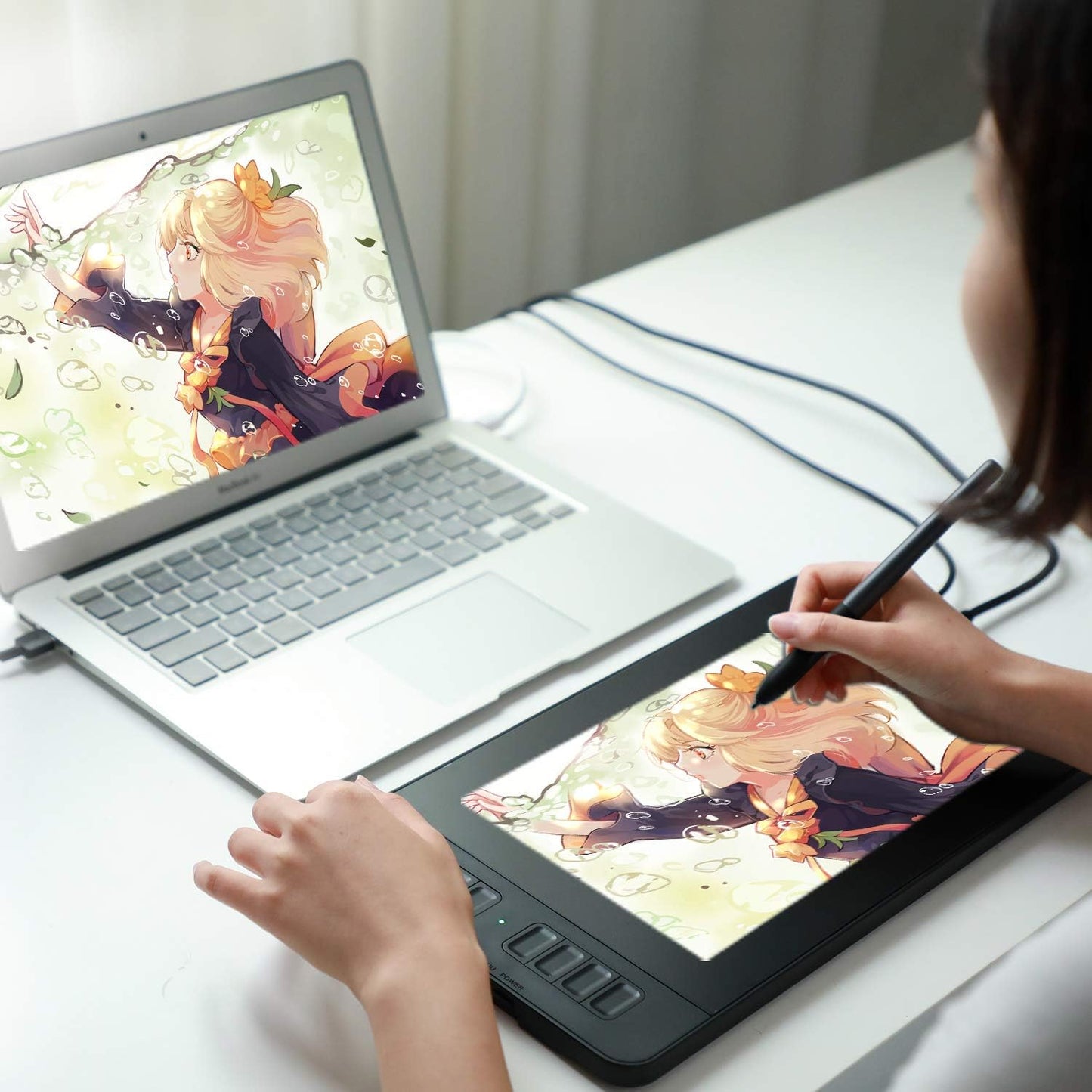 Drawing Tablet with Screen GAOMON PD1561 Drawing Monitor Art Tablet with Adjustable Stand, 10 Shortcut Keys, Tilt Support, Battery-Free Pen, 15.6-inch Graphics Tablet for Mac, Windows PC