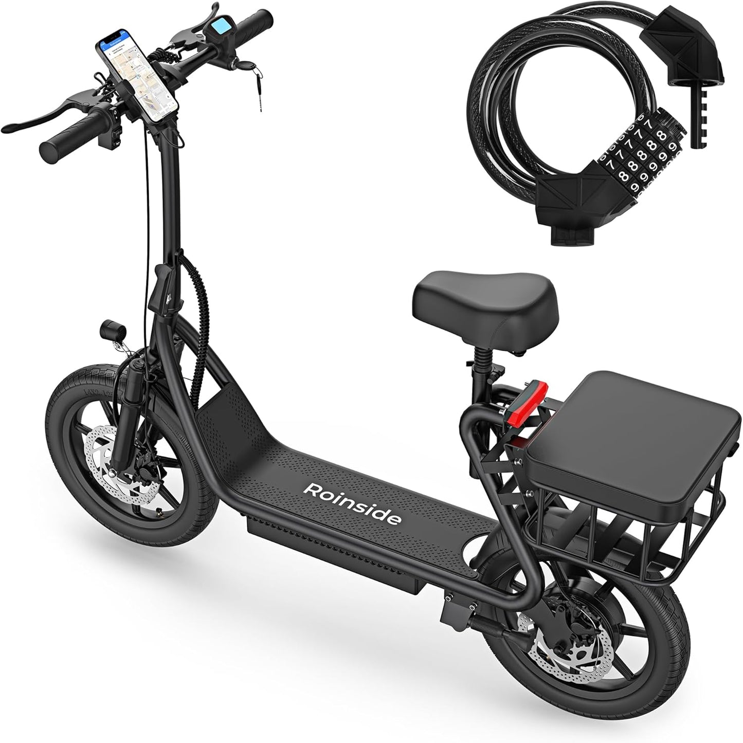 Electric Scooter - 350W Motor, 8.5" Solid Tires, Up to 19 MPH and 20/23 Miles Long-Range Portable Folding Commuting Scooter for Adults with Double Braking System and App
