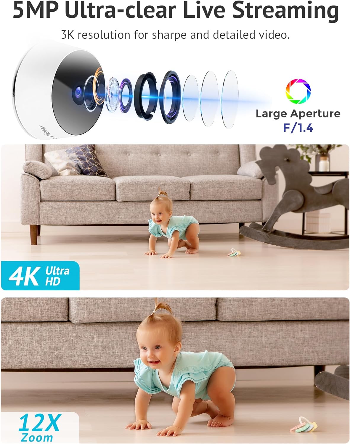LaView Security Cameras 4pcs, Home Security Camera Indoor 1080P, Wi-Fi Cameras Wired for Pet, Motion Detection, Two-Way Audio, Night Vision, Phone App, Works with Alexa, iOS & Android & Web Access