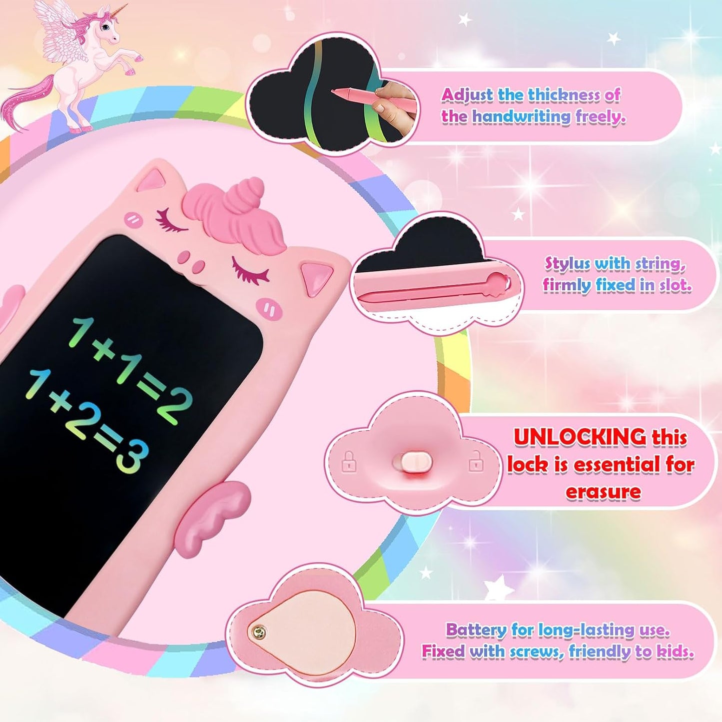 Toys for 1 2 3 Year Old Girl Gifts,10IN LCD Writing Tablet for Kids,Toddler Toys Age 1-2 Drawing Tablet,Doodle Board for Baby Girls Toys Age 4-5,Educational Learning Toys for Christmas Birthday Gifts