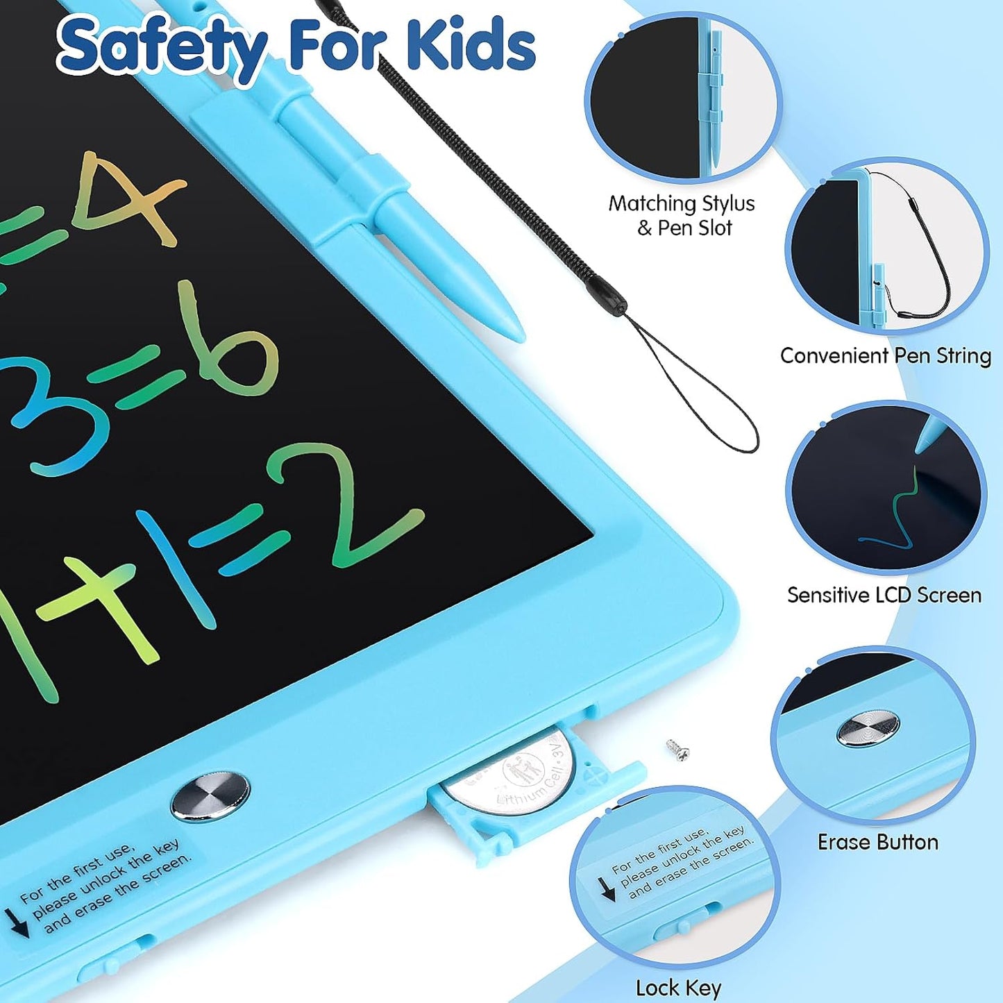 MindPal 10 Inch Drawing Tablet, LCD Writing Tablet for Kids, Colorful Doodle Board Toddler Drawing Pad, Educational Learning & Travel Essential Kid Toy for 3 4 5 6 7 8-Year-Old Girls Boys (Blue)