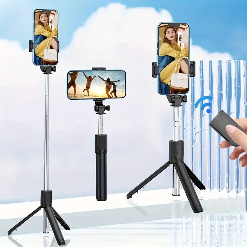 Selfie Pole with Three-legged Stand, Mobile Phone Universal Selfie Artifact 360-degree Rotation, Handheld Anti-shake Gimbal Travel Portable, Wireless Photography Live Shooting Bracket