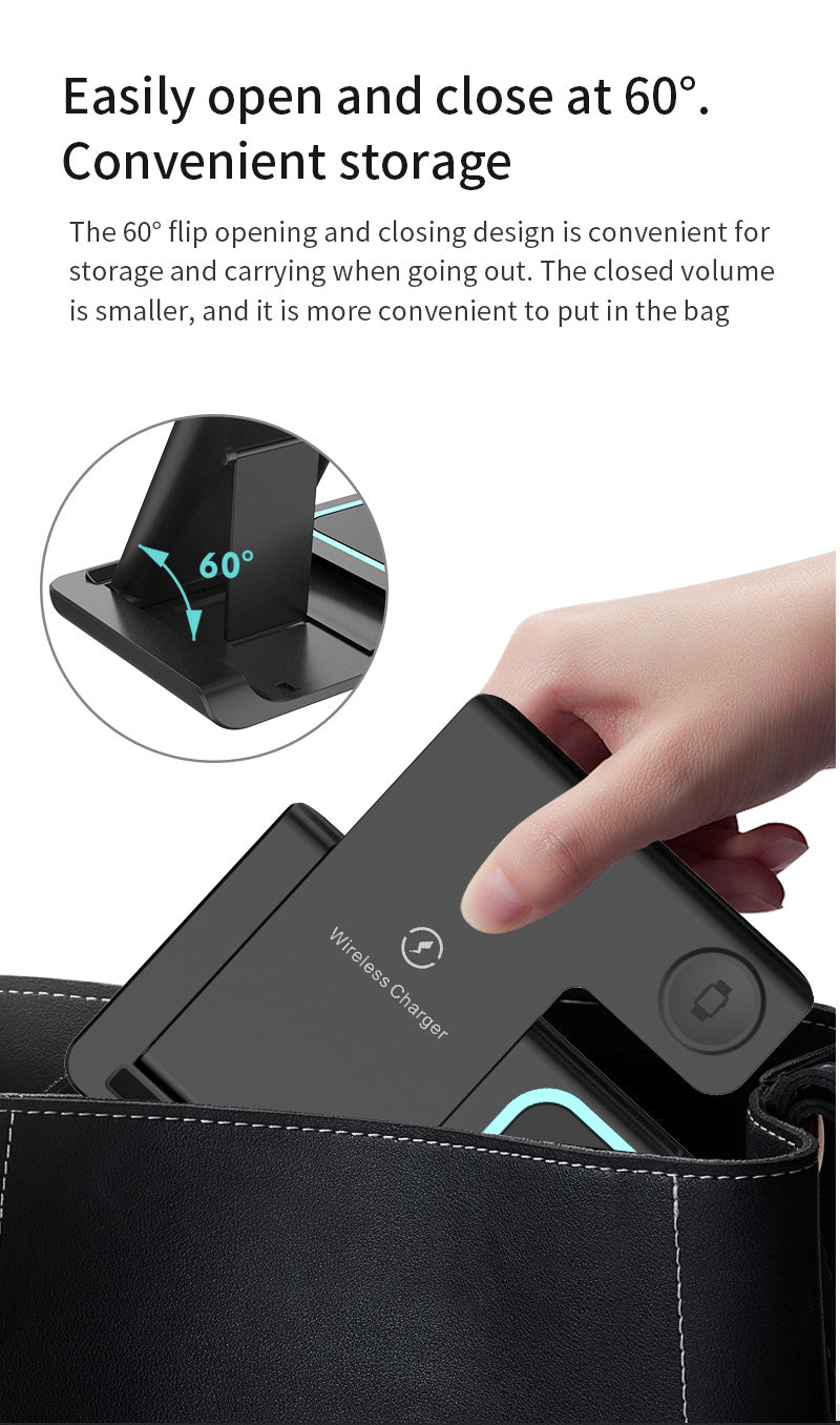 TIMESS 3-in-1 Wireless Charging Station, for iPhone 16, 15, 14,13,12,11/Pro/Max/Mini/Plus, X, XR, XS/Max, SE, 8/Plus, for Apple Watch 1-9, for Airpods 3/2/Pro