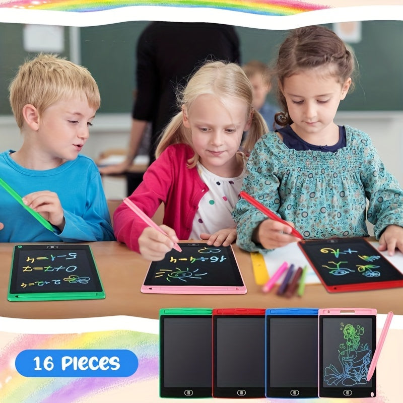 16pcs 8.5" LCD Writing Tablets for Youngsters - Colorful Reusable Doodle Boards, Educational Toys for Boys
