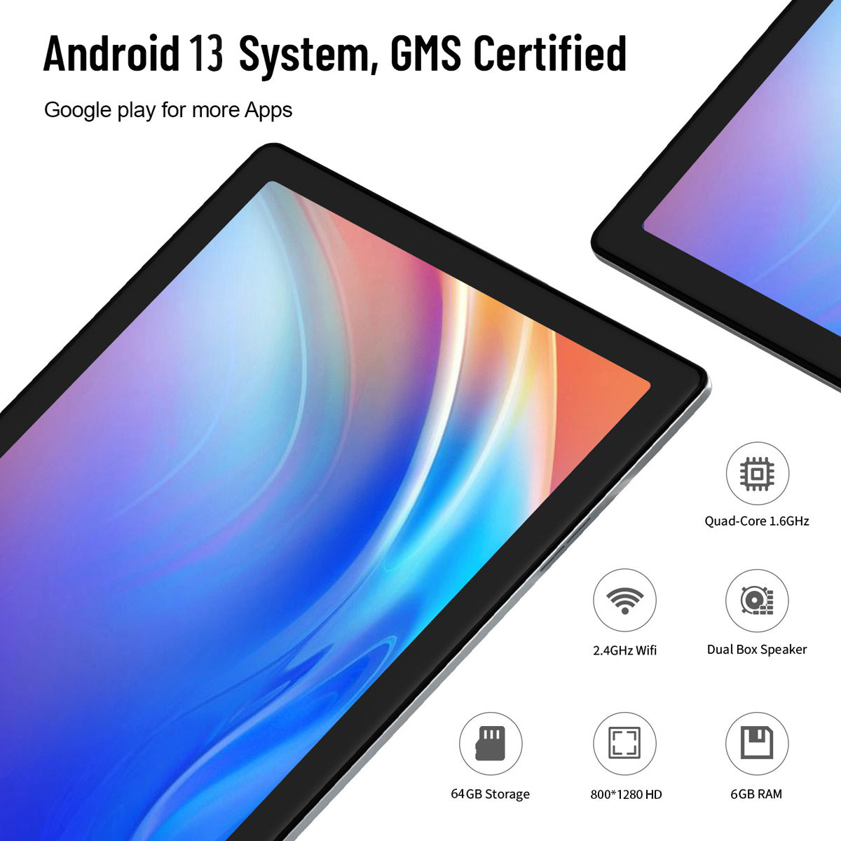 AEEZO 10.1-inch Silvery Tablet, Android 13 System, 64GB ROM, 6GB RAM, Quad-core CPU, 5000mAh Battery, Wireless Keyboard And Mouse, Stylus Pen, Sold Separately
