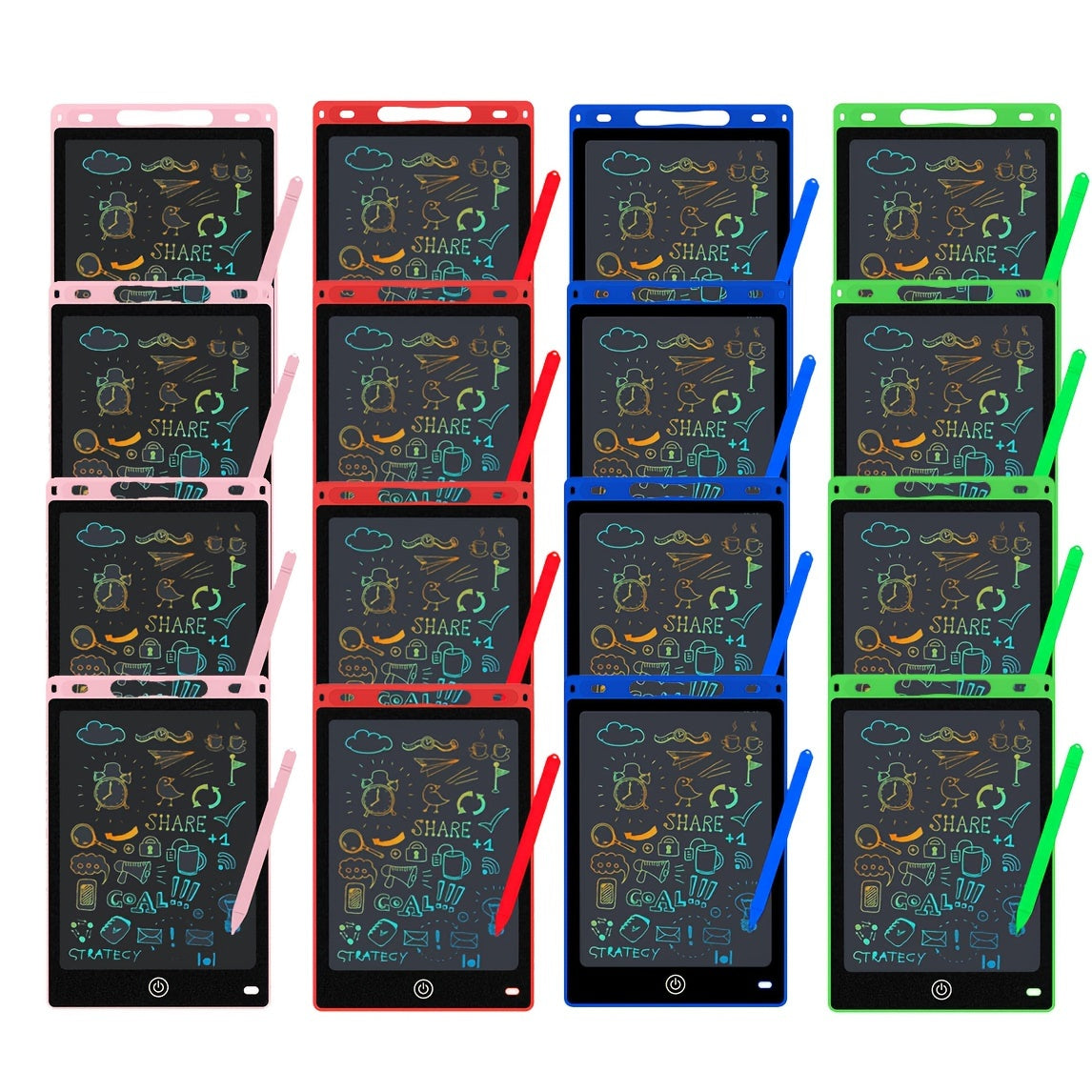 16pcs 8.5" LCD Writing Tablets for Youngsters - Colorful Reusable Doodle Boards, Educational Toys for Boys