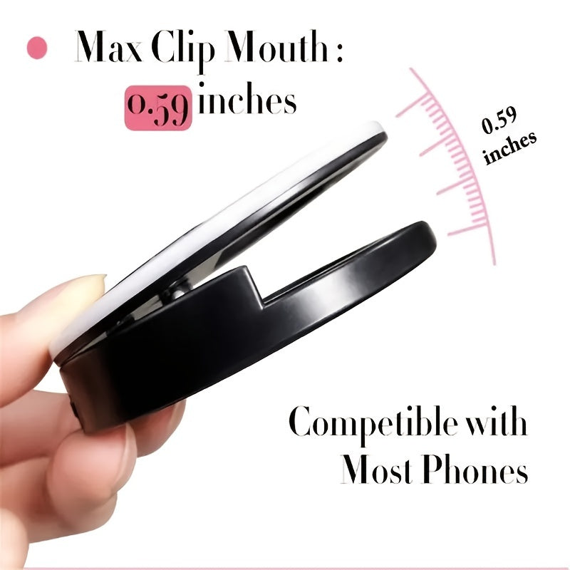 AAA Battery Mobile Phone Accessories Portable LED Ring Mini Fill Light Selfie Flash Ring Light For Phone Live Streaming Video Make Face Beauty