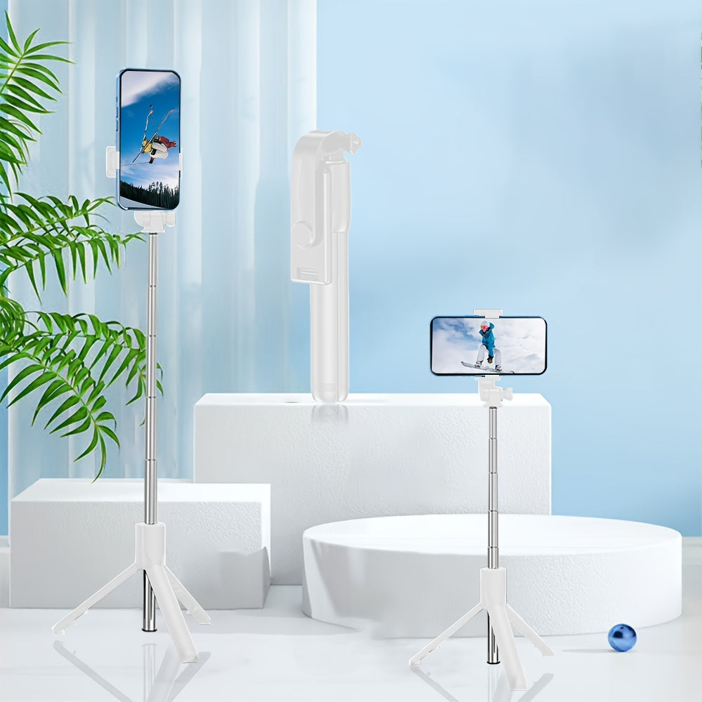 Selfie Pole Fully Automatic Multifunctional Tripod Mobile Phone Holder Desktop Photography Latest Travel Model - Aluminum Alloy - For Smartphone Users - Perfect for Travel, Vlogging & Live Streaming - Ideal Gift for Photographers & Social Media Enthusias
