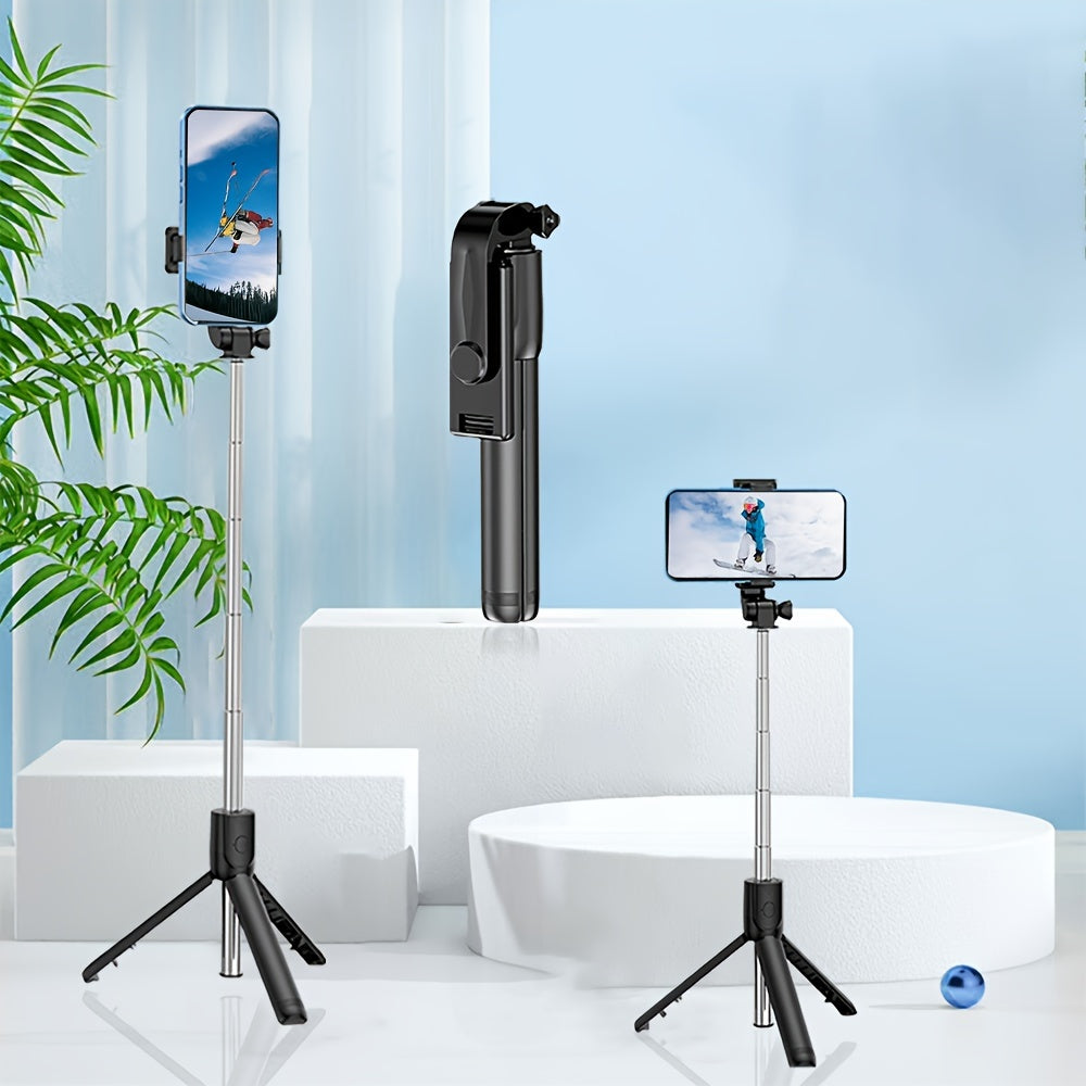 Selfie Pole with Three-legged Stand, Mobile Phone Universal Selfie Artifact 360-degree Rotation, Handheld Anti-shake Gimbal Travel Portable, Wireless Photography Live Shooting Bracket