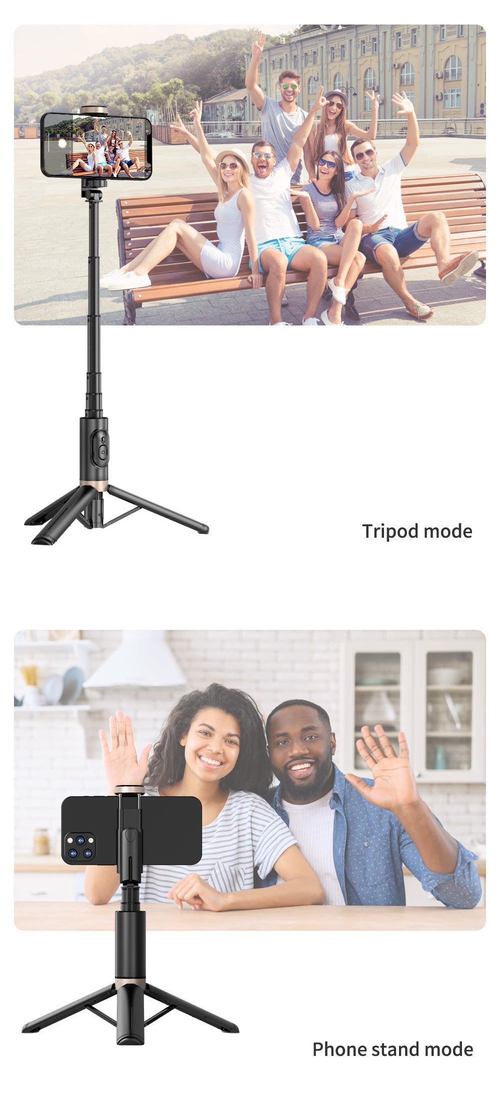 Portable Aluminum Alloy Phone Selfie Stick, Extendable Mobile Phone Tripod, Integrated Wireless Remote Hands Free Shooting For Apple IPhone And Android Smartphones 4''-7"