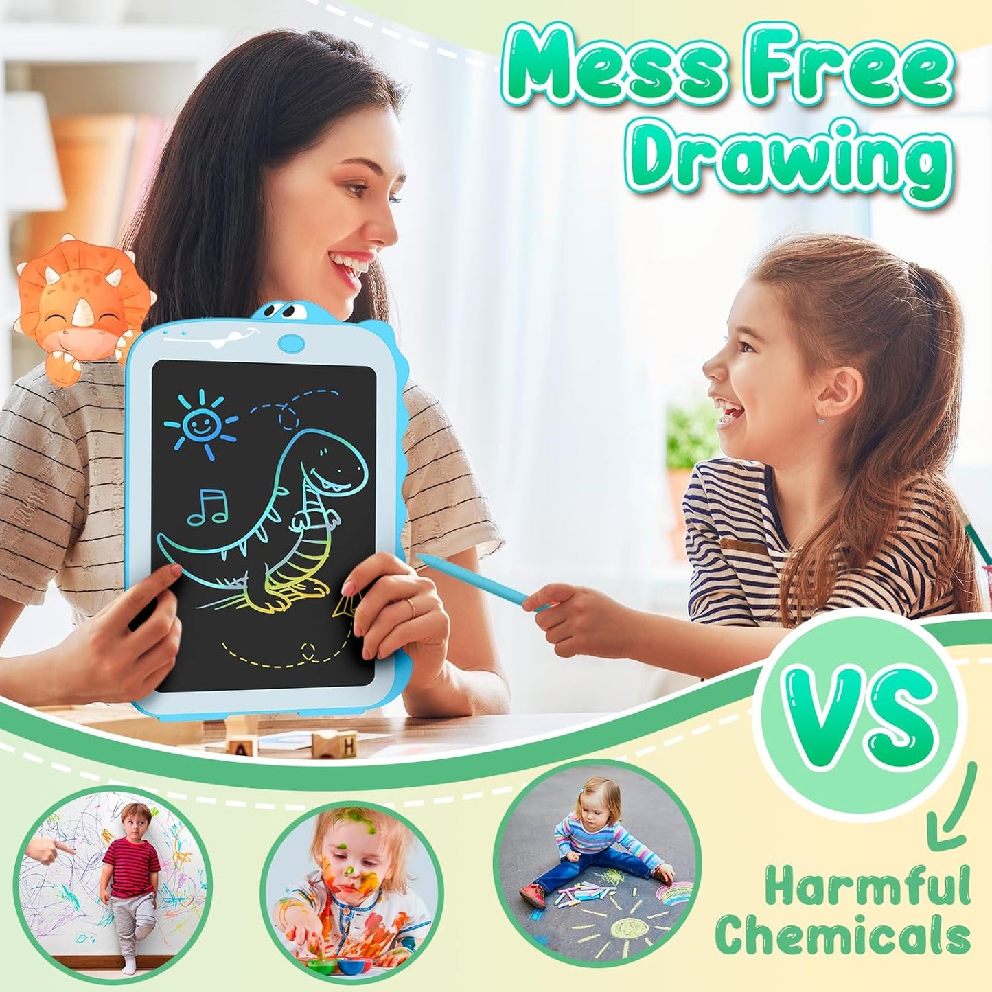 LCD Writing Tablet for Kids Toys 8.5" Toddler Toys Learning Drawing Board Dinosaur Toys for 3 4 5 6 7 Year Old Boys Girls Birthday Gifts Idea Light Doodle Pad Christmas Stocking Stuffers for Kids