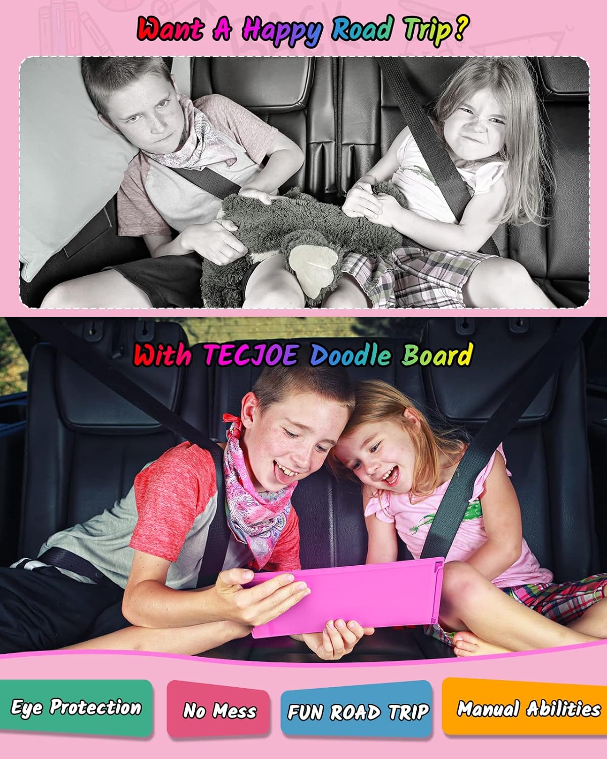 TECJOE 2 Pack LCD Writing Tablet, 8.5 Inch Colorful Doodle Board Drawing Tablet for Kids, Kids Travel Games Activity Learning Toys Birthday Gifts for 3 4 5 6 Year Old Boys and Girls Toddlers