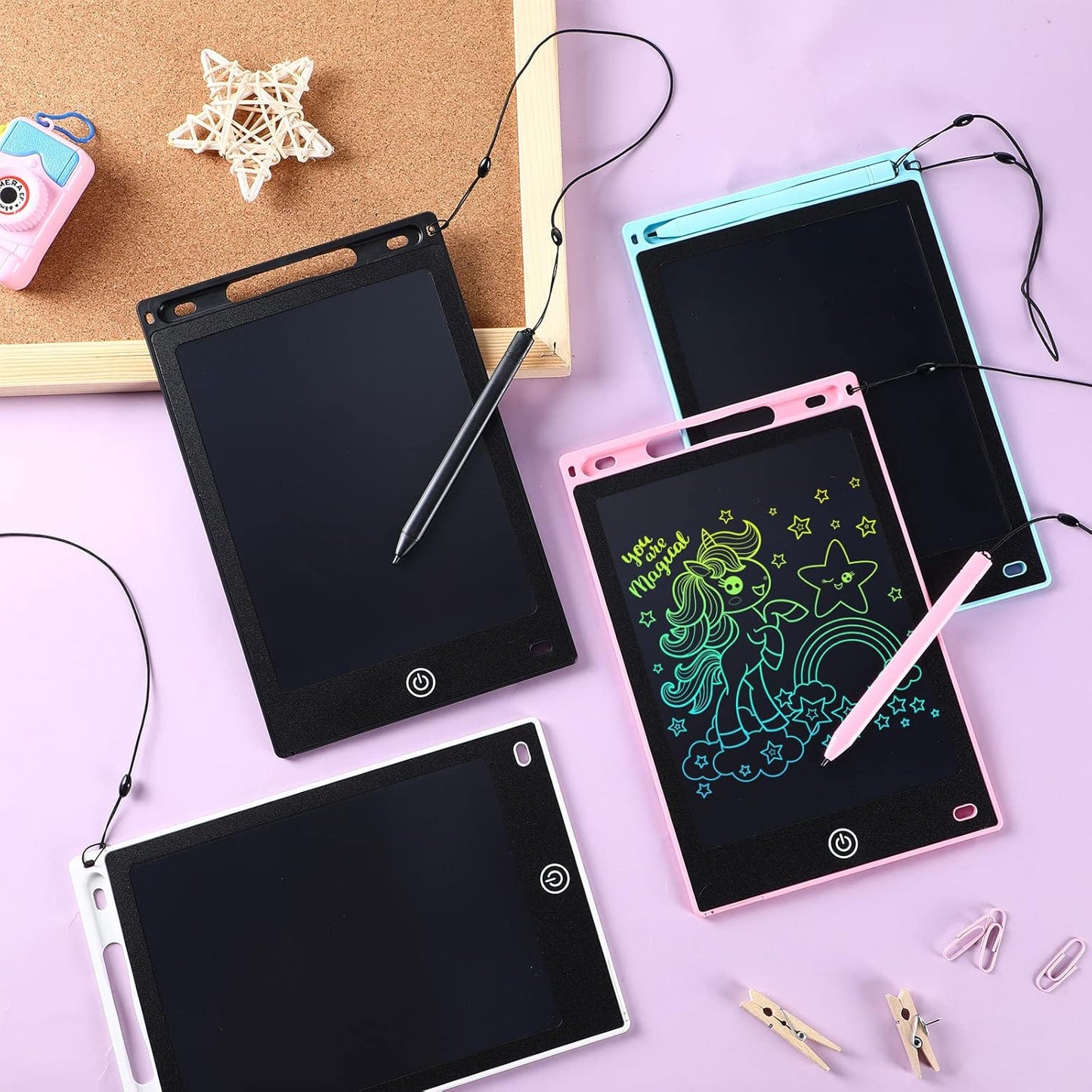 Zonon 4 Pcs LCD Writing Tablet for Kids 8.5 Inch Doodle Board Drawing Tablet Toddler Toys Gifts LCD Writing Board Electronic Erasable Reusable Writing Drawing Pad(Blue, Red, Green, Pink)