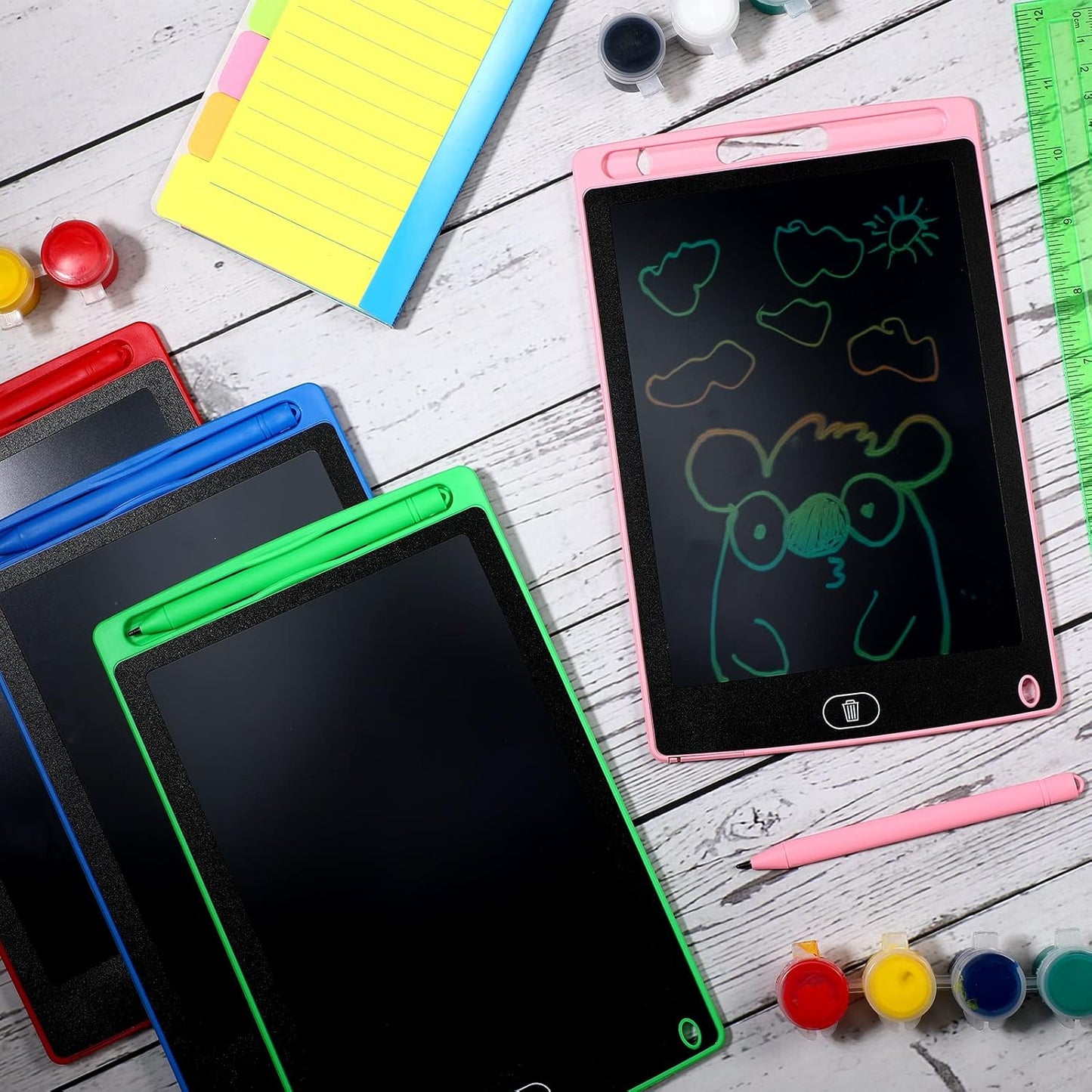 Zonon 4 Pcs LCD Writing Tablet for Kids 8.5 Inch Doodle Board Drawing Tablet Toddler Toys Gifts LCD Writing Board Electronic Erasable Reusable Writing Drawing Pad(Blue, Red, Green, Pink)