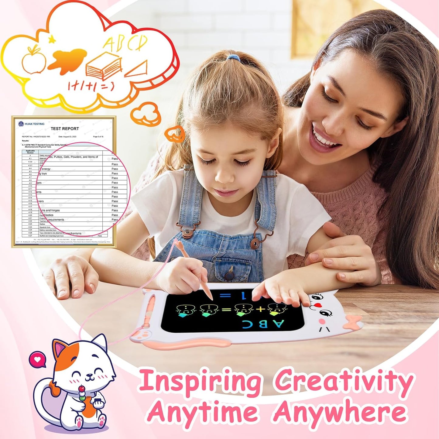 Toys for 1 2 3 Year Old Girl Gifts,10IN LCD Writing Tablet for Kids,Toddler Toys Age 1-2 Drawing Tablet,Doodle Board for Baby Girls Toys Age 4-5,Educational Learning Toys for Christmas Birthday Gifts