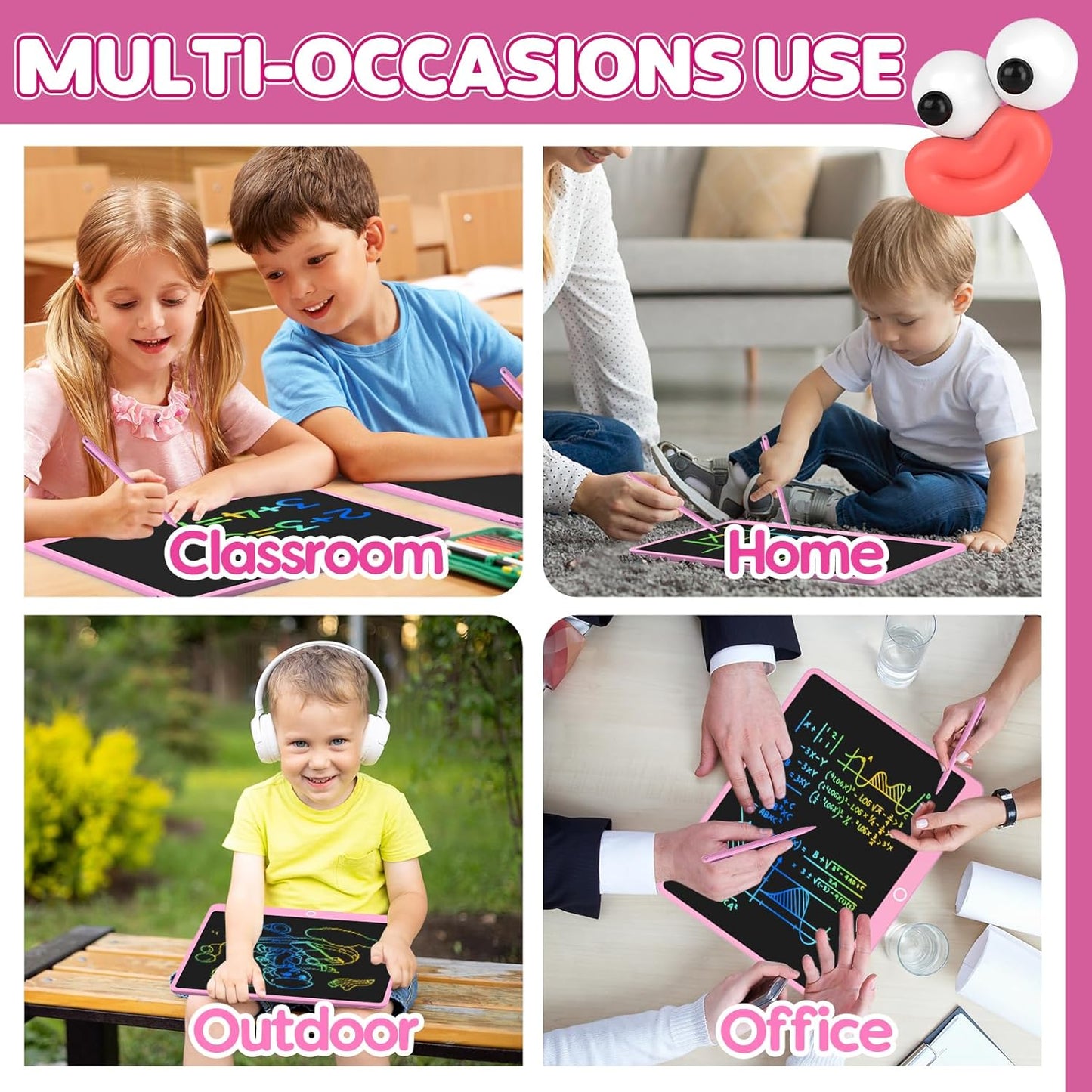 BAVEEL LCD Writing Tablet, 12 Inch Colorful Toddler Doodle Board Reusable Drawing Tablet, Educational and Learning Toy for 3 4 5 6 Years Old Boy and Girls, for Kids Toddlers