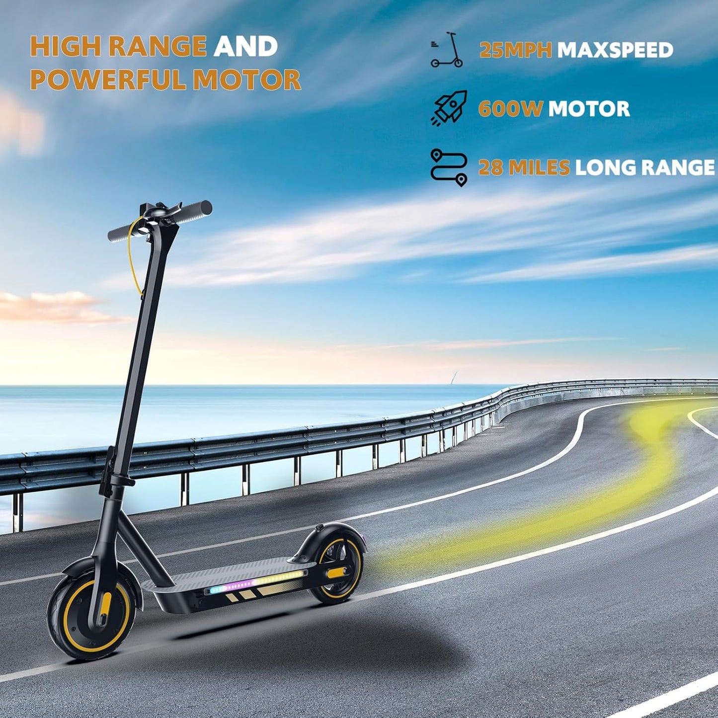 Electric Scooter Adults, 15/18/21AH Big Battery, 600/800/1200W Motor, 10"/11" Off Road Tire, Folding E Scooter with Seat