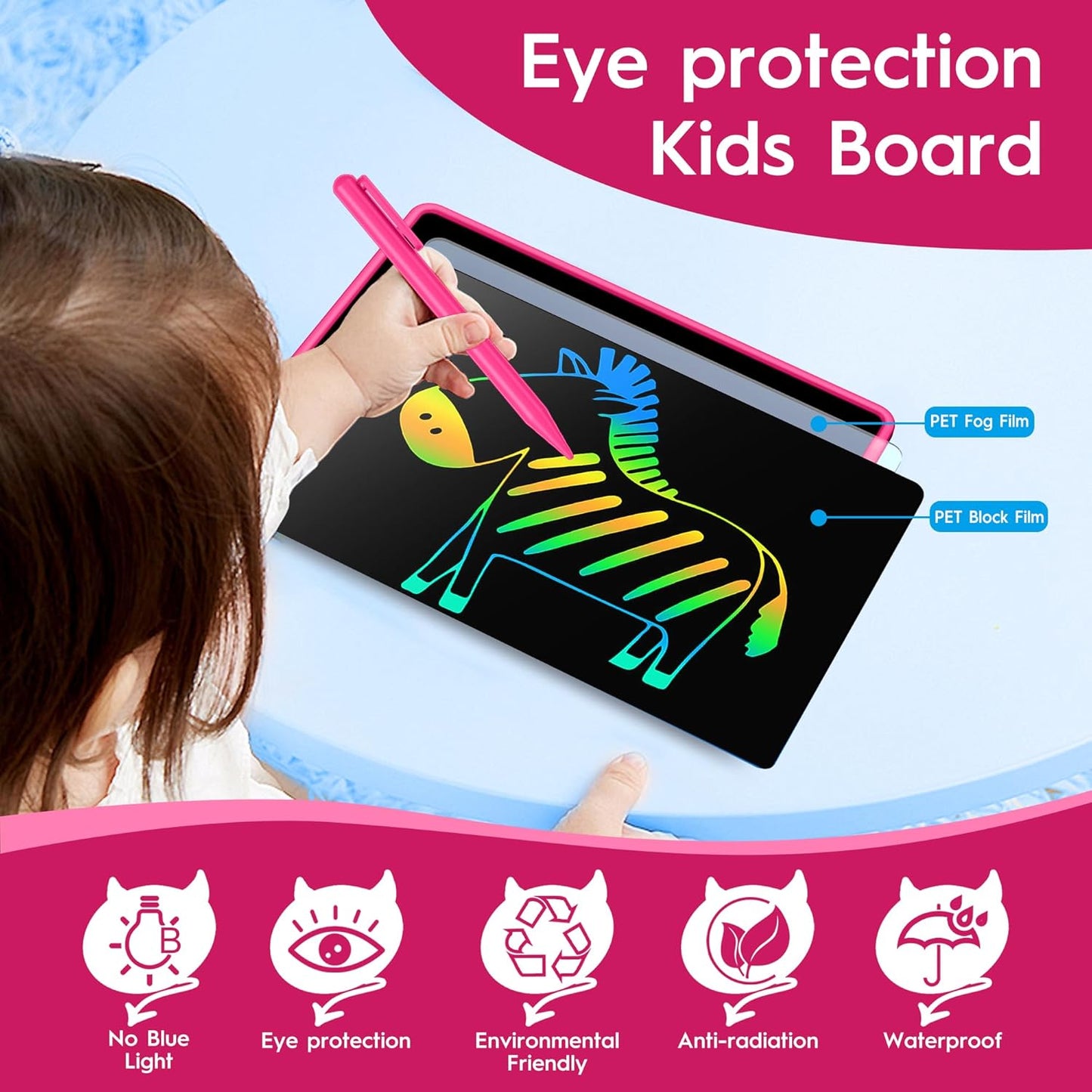 LCD Writing Tablet for Kids, 20 Inch Kids Drawing Tablet, Large Doodle Board, Rechargeable Drawing Pad for Kids, Learning Toys for 3 4 5 6 7 8 9 10 Year Old Boys Girls Birthday Christmas Gifts