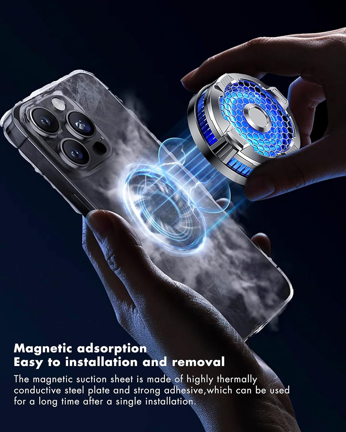 ACEDAYS Magnetic Phone Cooler, Phone Cooling Fan with Semi-Conductor Cooling Chip, Universal Cellphone Radiator for Tiktok Live Streaming, Outdoor Vlog, Mobile Gaming.