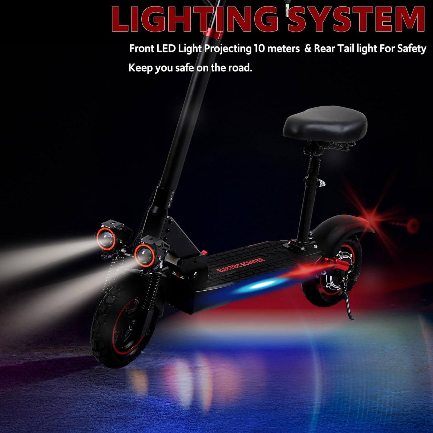 Electric Scooter Adults, 15/18/21AH Big Battery, 600/800/1200W Motor, 10"/11" Off Road Tire, Folding E Scooter with Seat