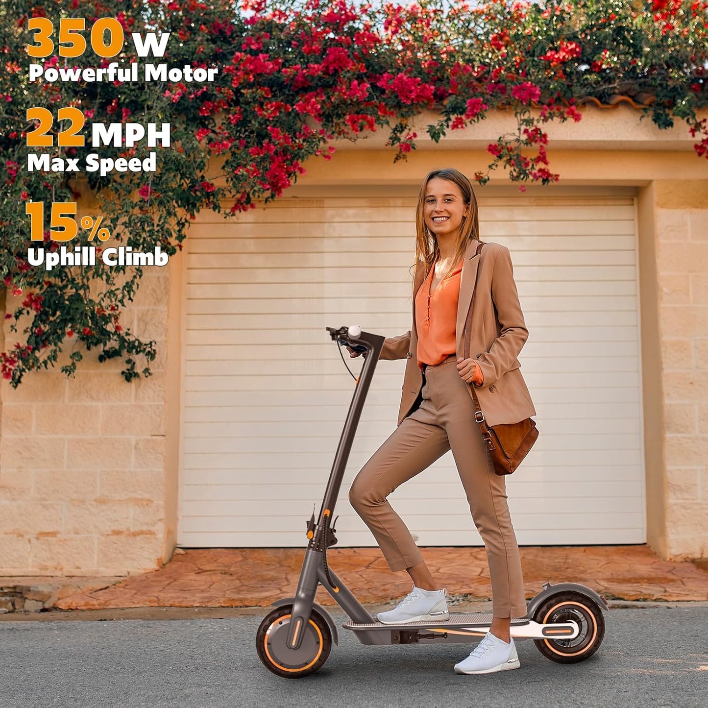 Electric Scooter Adults, Up to 22 Mph, 350W Motor Peak 500W, Foldable E-Scooter for Adults, Escooter Adults with App Control, Dual Syspension with Turn Signal Light, Dual Braking