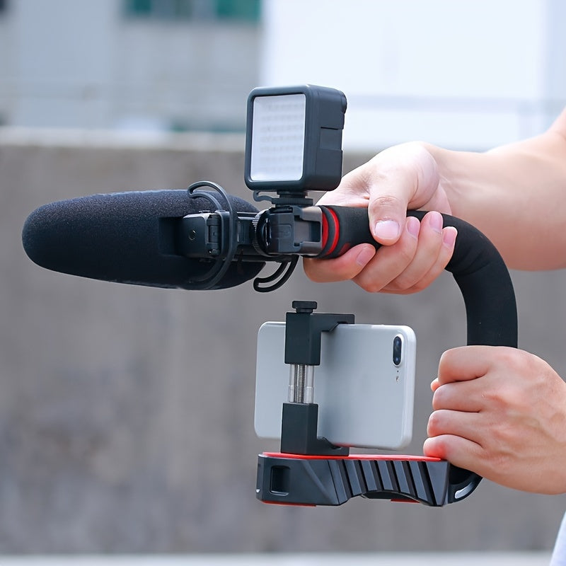 Handheld balanced anti shaking U-shaped stabilizer Micro SLR camera Mobile universal pan tilt handle Photography handle bracket 3 boot mouth expansion multifunctional portable stabilizer bracket