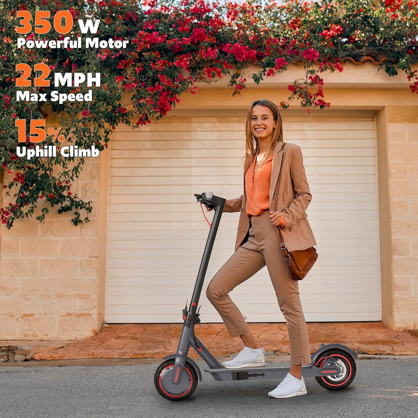 Electric Scooter Adults, Up to 22 Mph, 350W Motor Peak 500W, Foldable E-Scooter for Adults, Escooter Adults with App Control, Dual Syspension with Turn Signal Light, Dual Braking