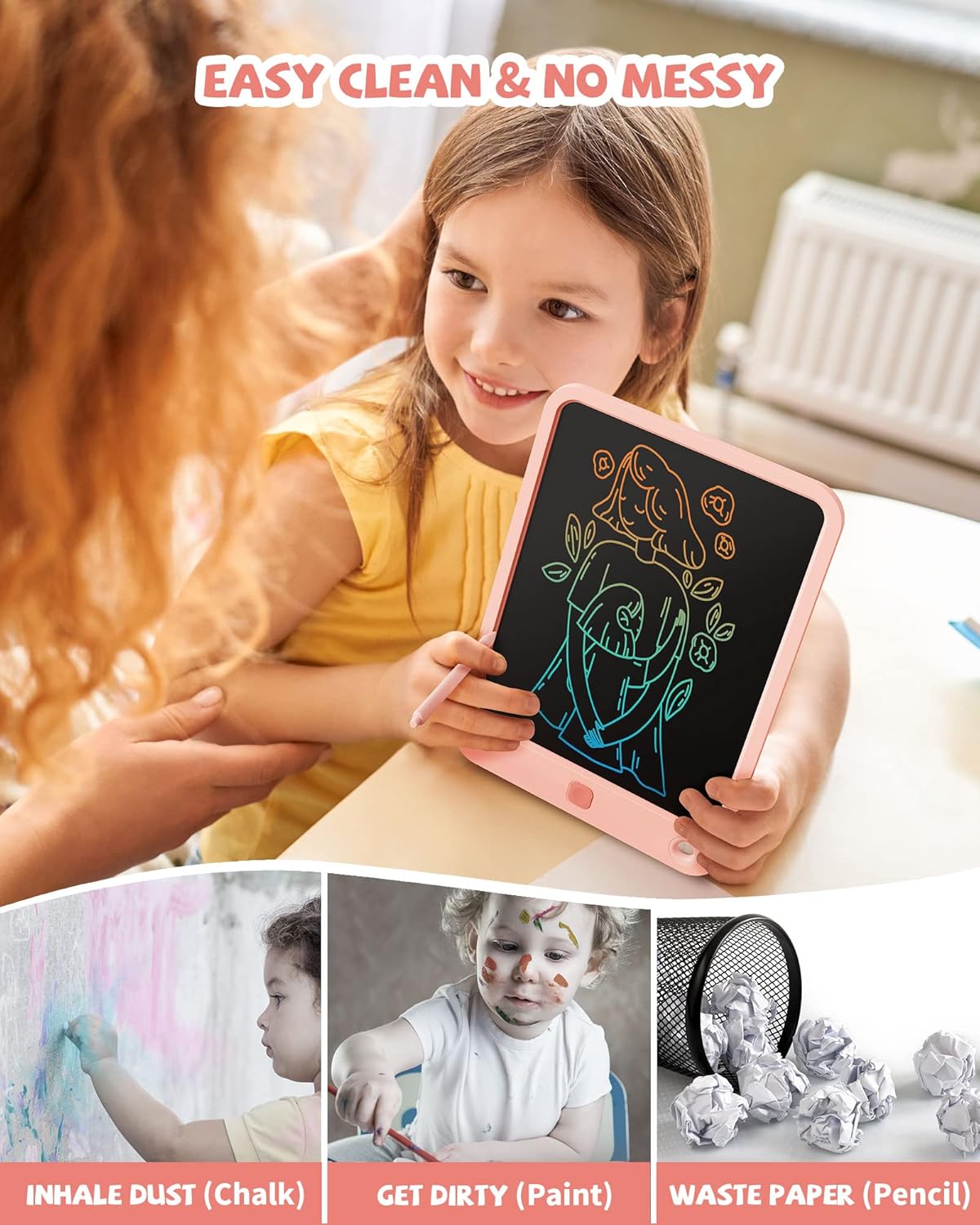 LCD Writing Tablet 10 Inch, Toys for 3 4 5 6 7 8 9 10 Year Old Boys Girls, Colorful Doodle Board Drawing Tablet, Gift for Boys Toddlers Age 3-12 Years, Memo Board, Drawing Pads with Lanyard(Navy)