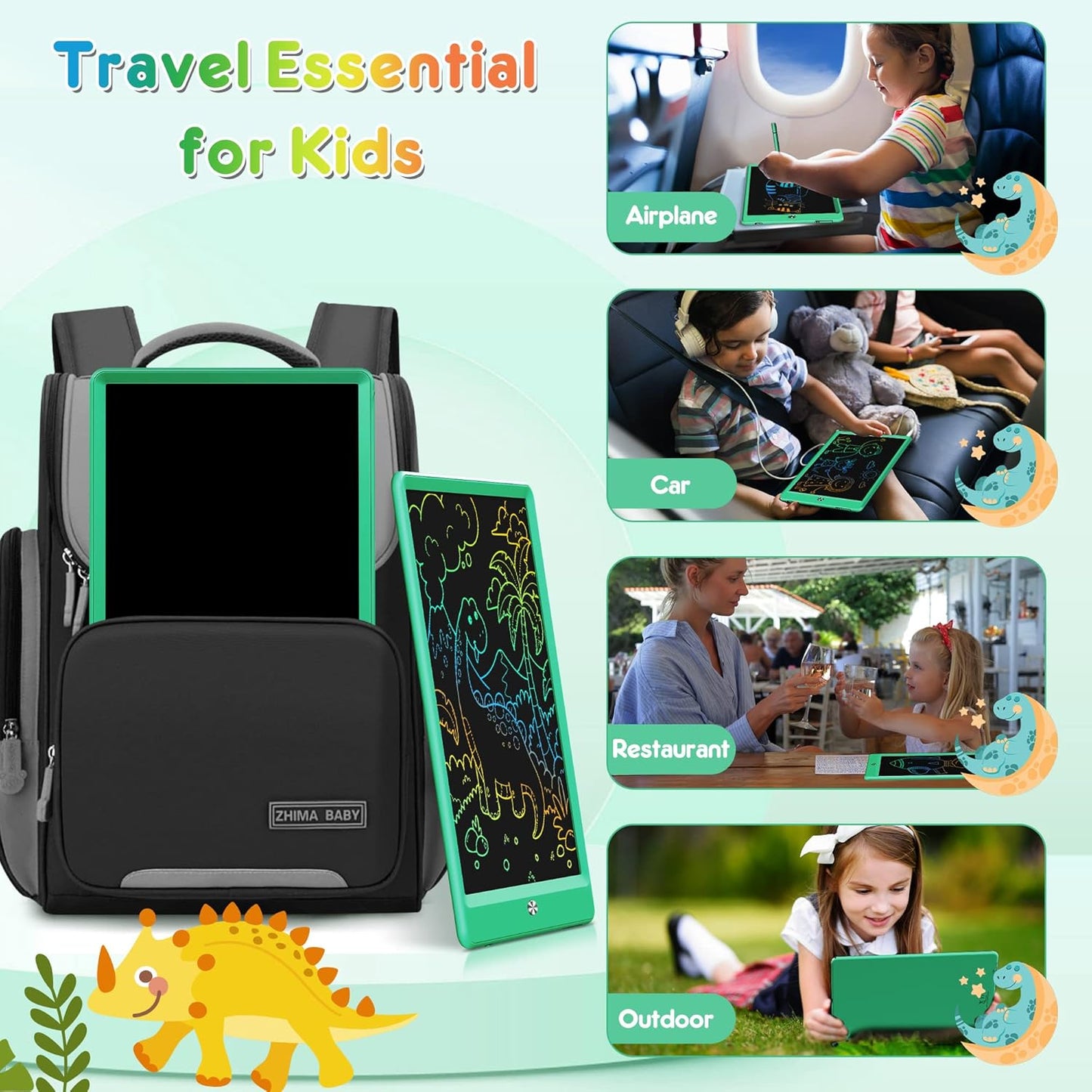 FLUESTON LCD Writing Tablet, Doodle Board Toys Gifts for 3-8 Year Old Girls Boys, 10 Inch Colorful Electronic Board Drawing Pad for Kids, Gifts for Toddler Educational Learning Travel Birthday, Blue
