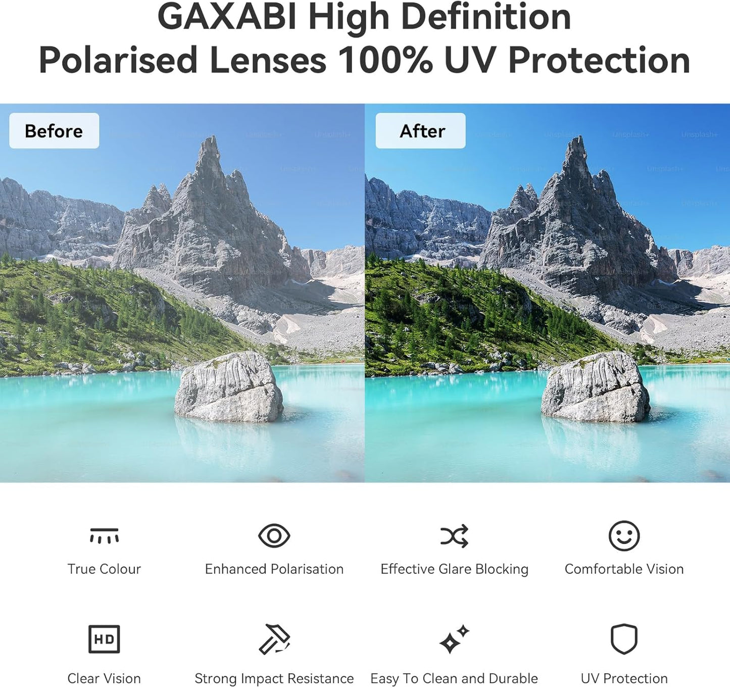 GAXABI Smart Glasses, Polarized Bluetooth Sunglasses, Built-in Mic & Speakers, Voice Assistant, UV Protection, Bluetooth Glasses for Office, Driving, Cycling Outdoor Sports