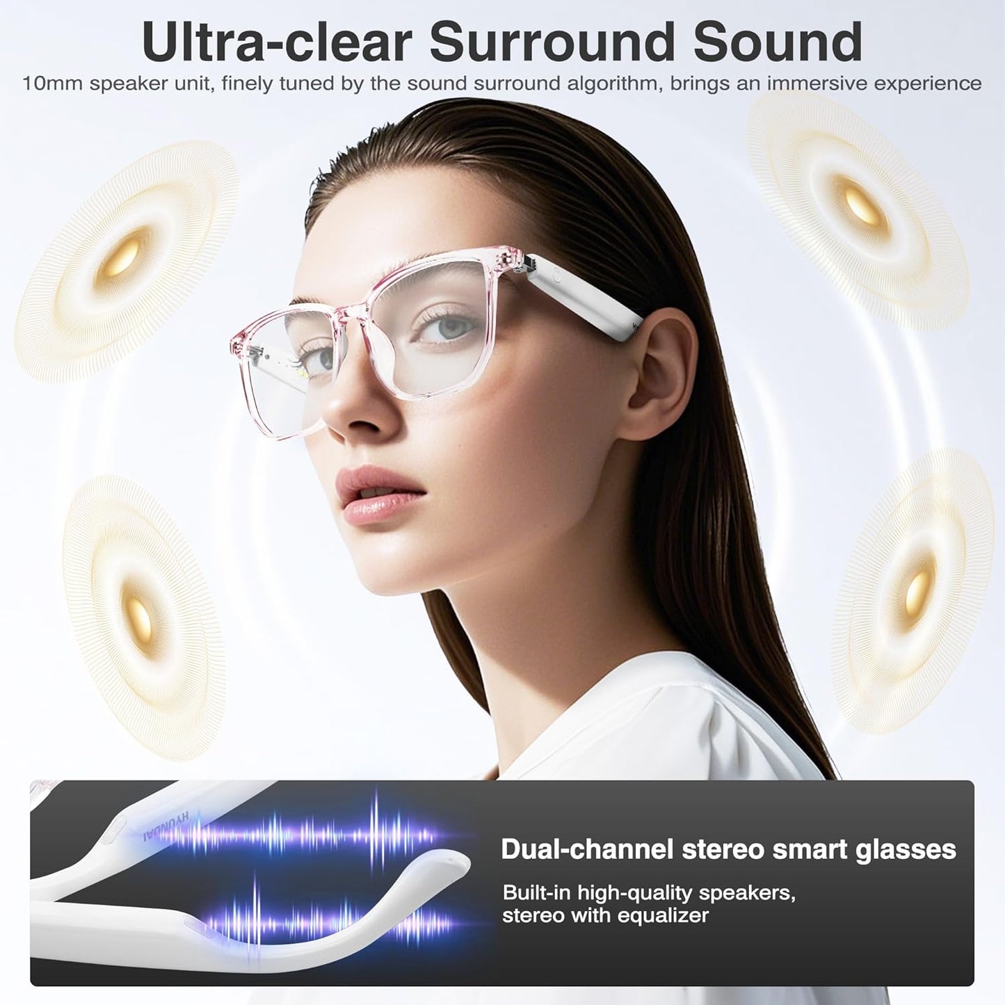 celpack Smart Glasses with AI,Bluetooth Glasses with 110 Translation,Smart Glasses for Men&Woman,Multifunctional Camera Glasses